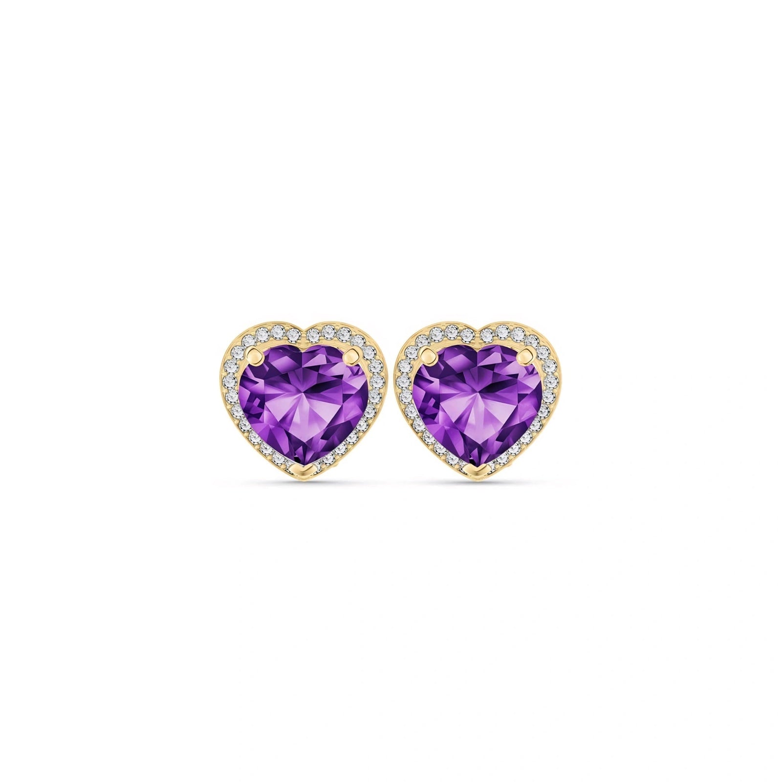 Yellow Gold Earrings Amethyst 10K — Clelia