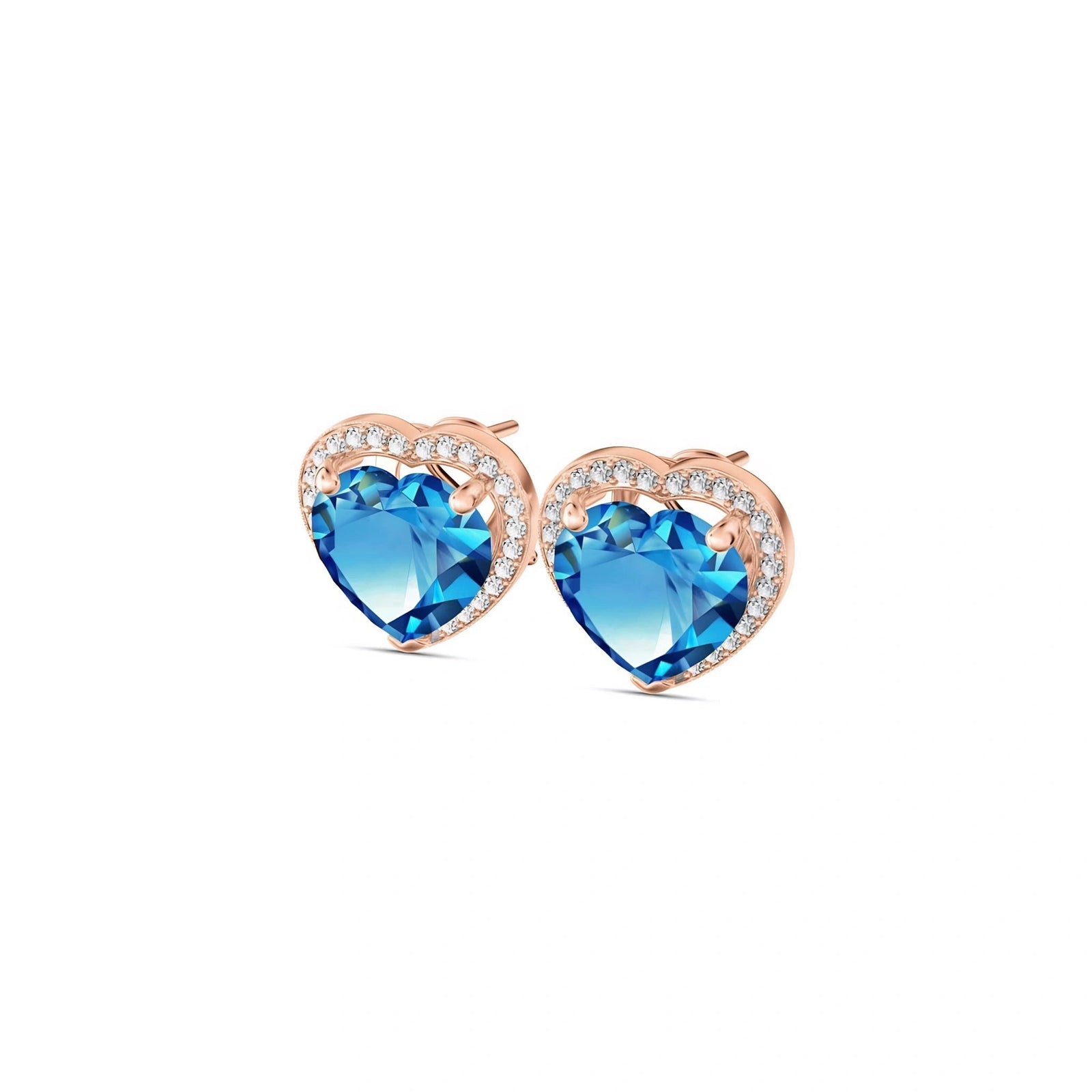 Rose Gold Earrings Blue Topaz 10K — Clelia