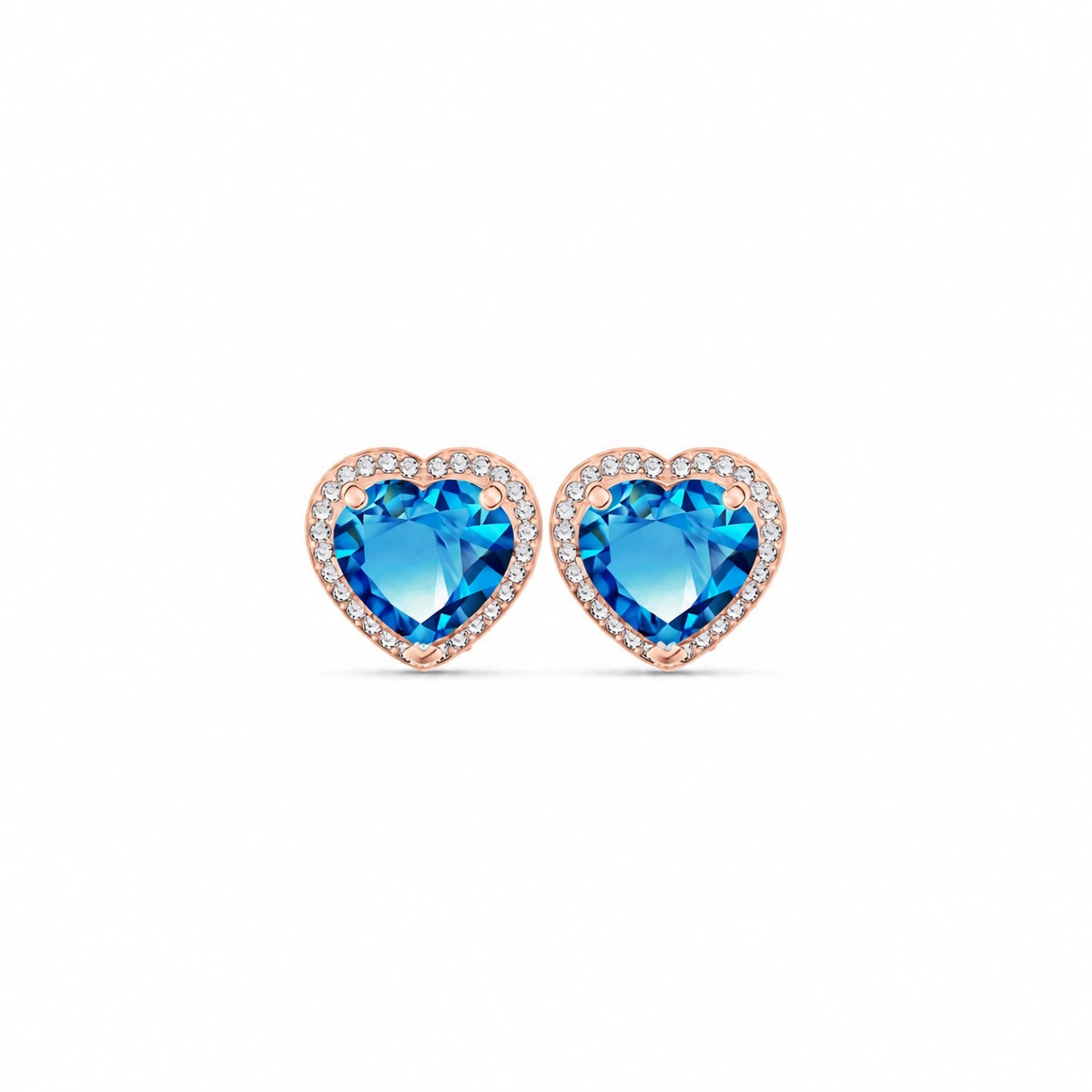 Rose Gold Earrings Blue Topaz 10K — Clelia