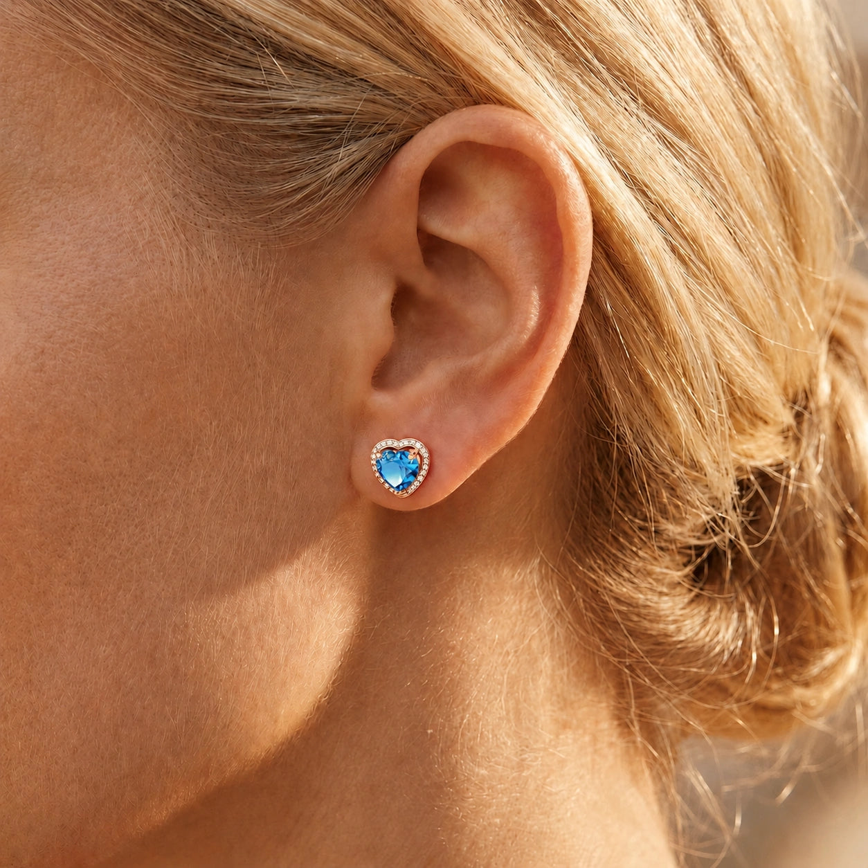 Rose Gold Earrings Blue Topaz 10K — Clelia