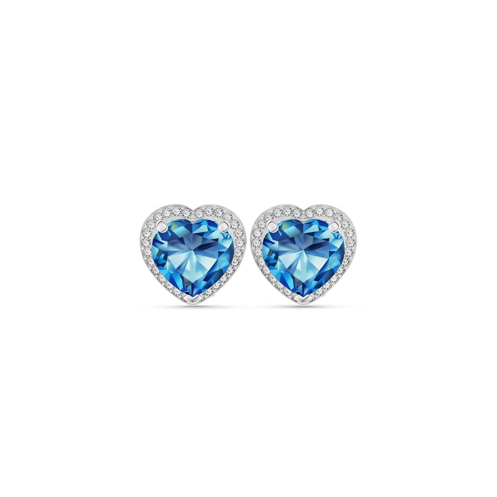 White Gold Earrings Blue Topaz 10K — Clelia