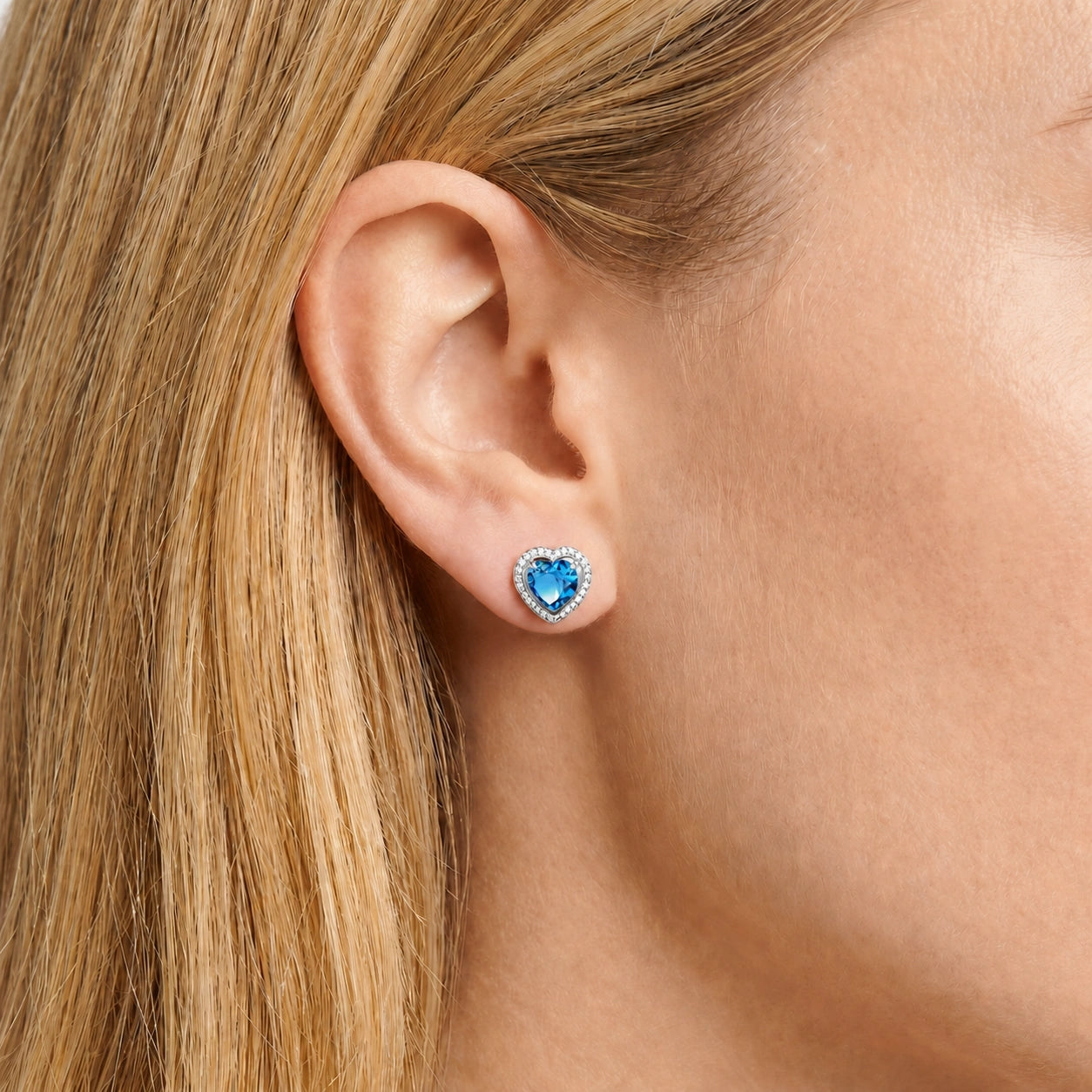 White Gold Earrings Blue Topaz 10K — Clelia