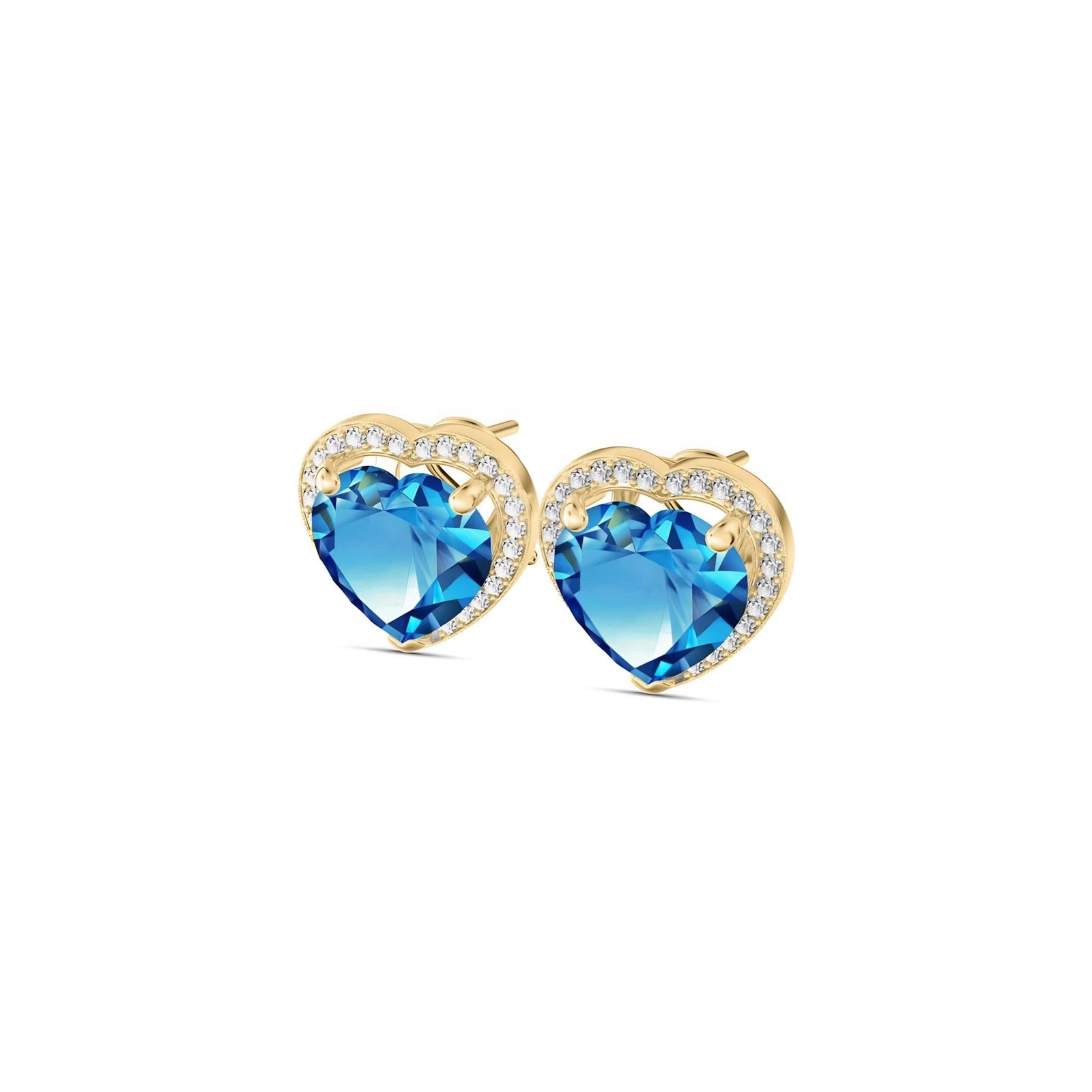 Yellow Gold Earrings Blue Topaz 10K — Clelia