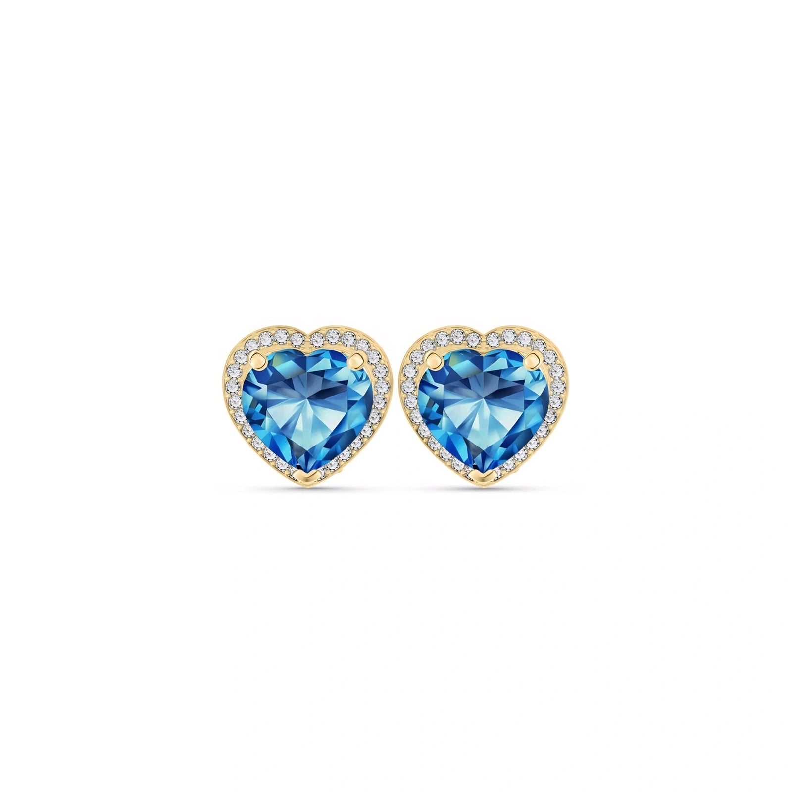 Yellow Gold Earrings Blue Topaz 10K — Clelia