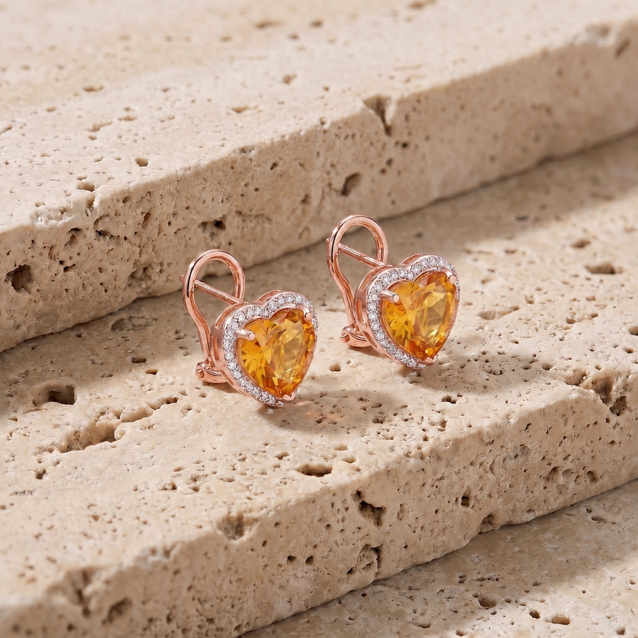 Rose Gold Earrings Citrine 10K — Clelia