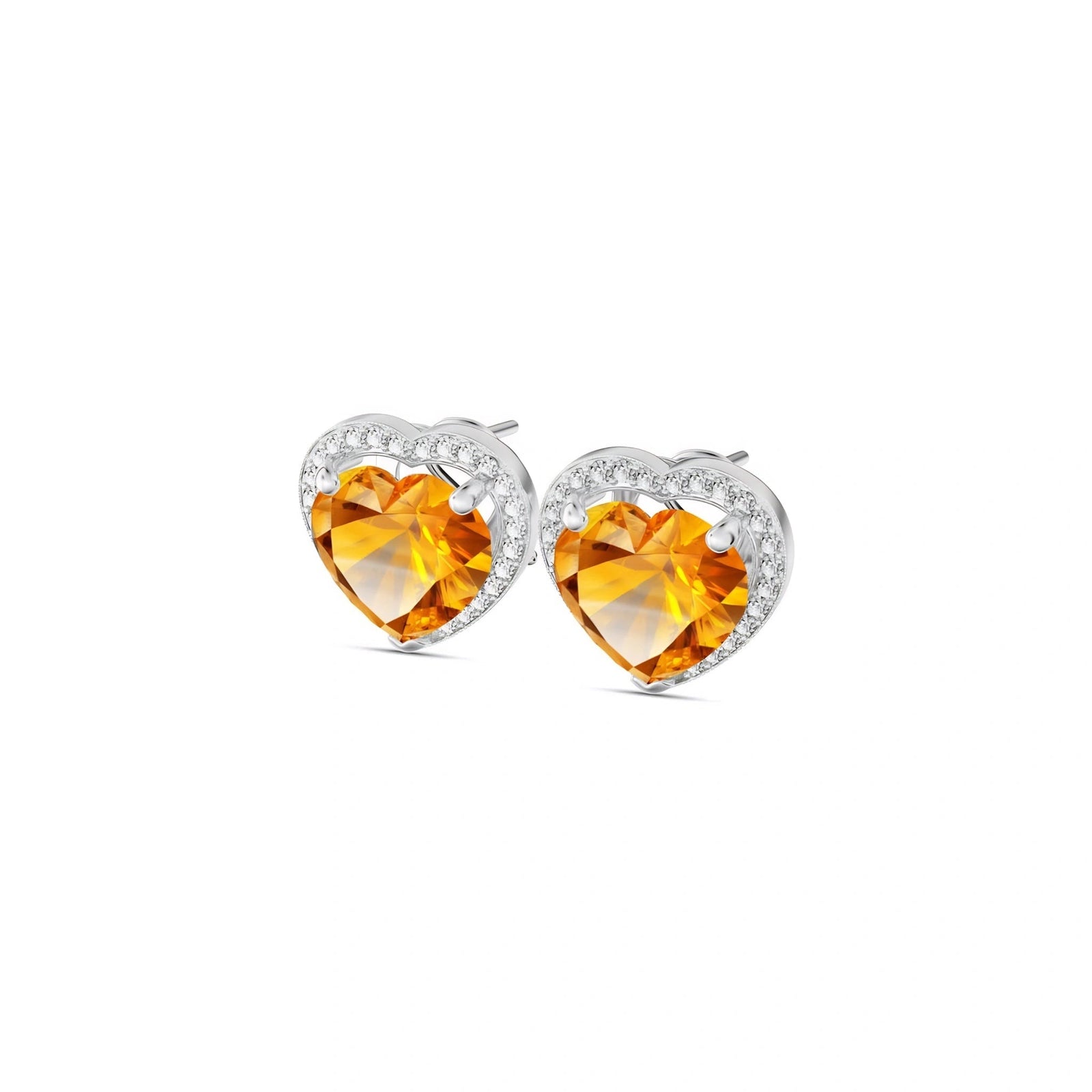 White Gold Earrings Citrine 10K — Clelia