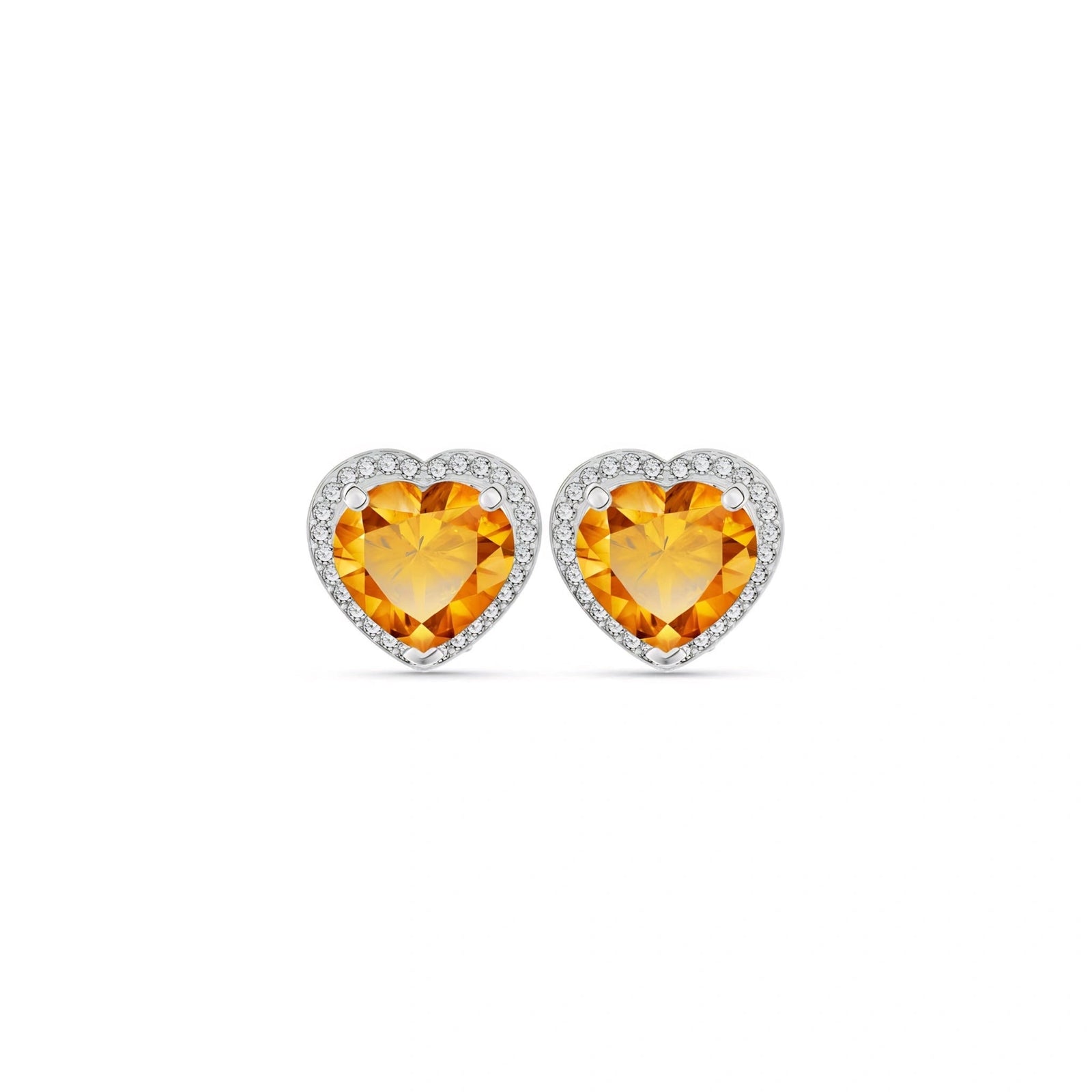 White Gold Earrings Citrine 10K — Clelia