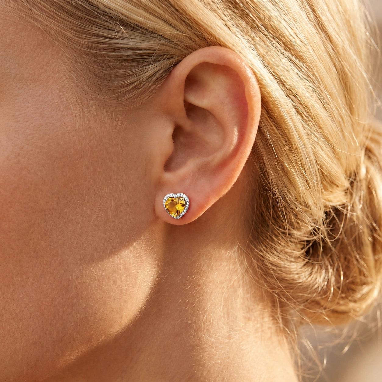 White Gold Earrings Citrine 10K — Clelia