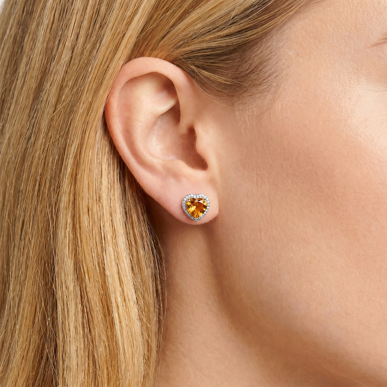 White Gold Earrings Citrine 10K — Clelia