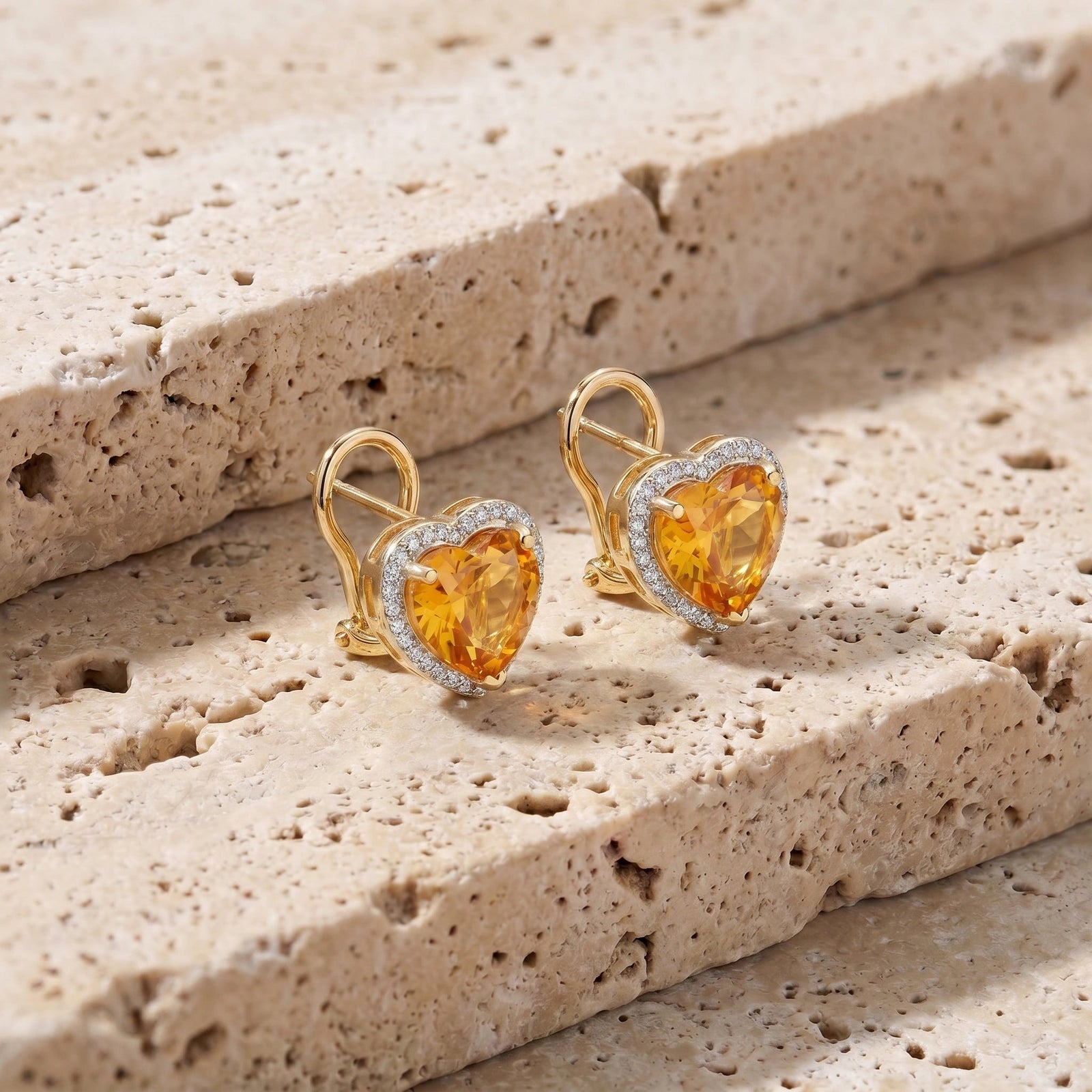 Yellow Gold Earrings Citrine 10K — Clelia