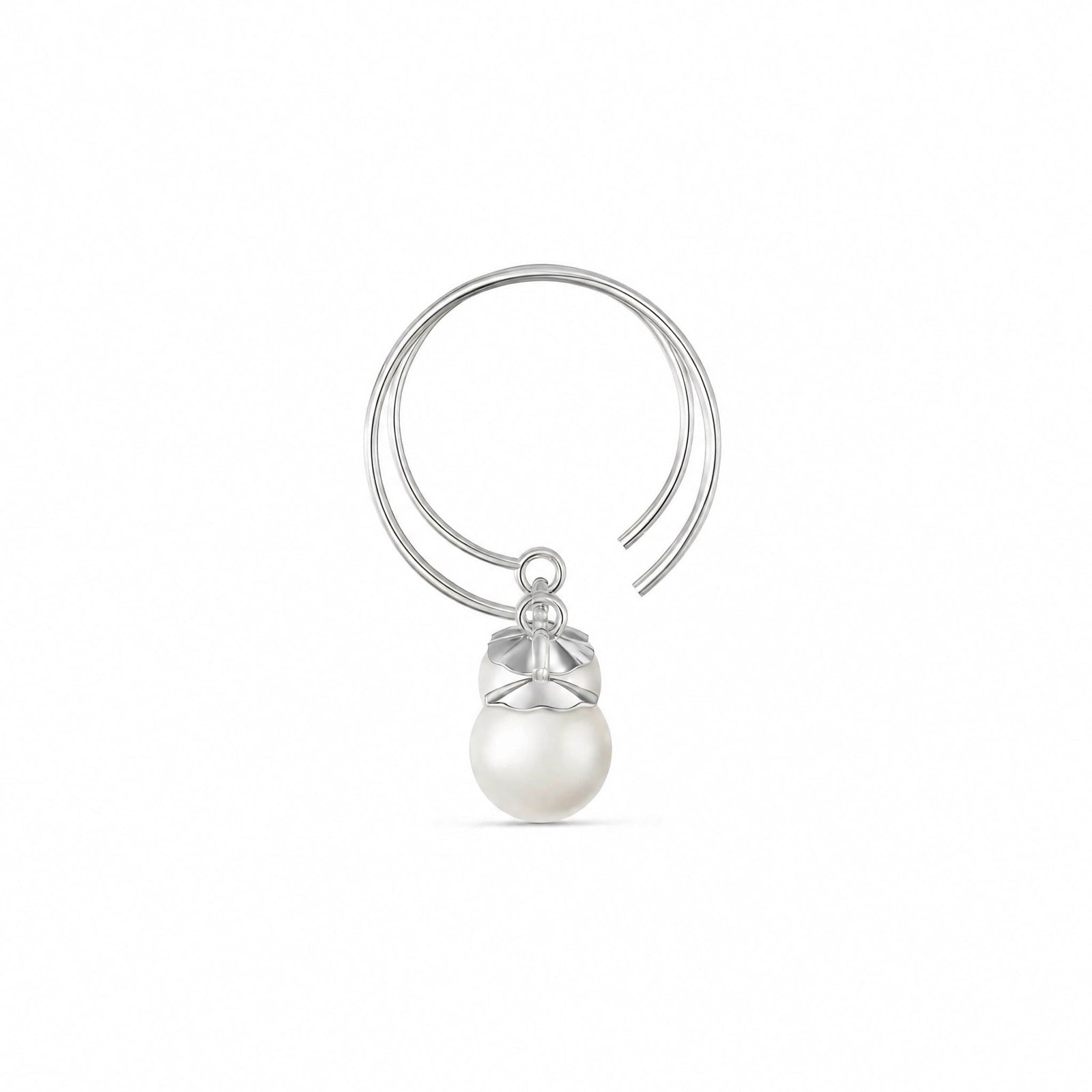 White Gold Bloom Earrings Pearl 10K — Alessia