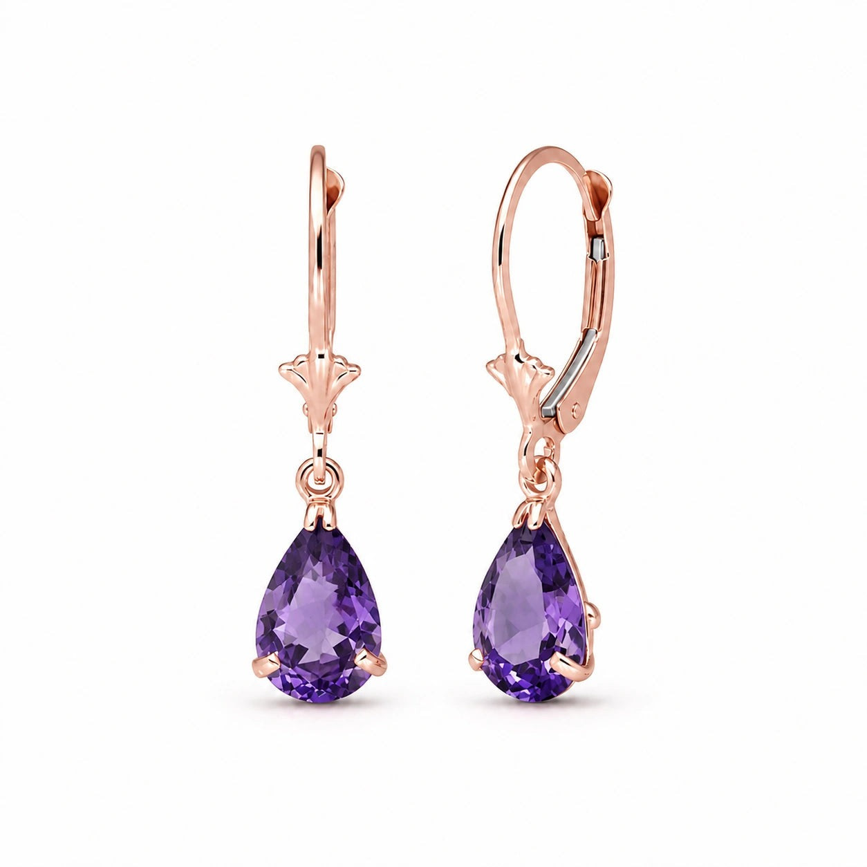 Rose Gold Bloom Earrings Amethyst 10K — Eugenia