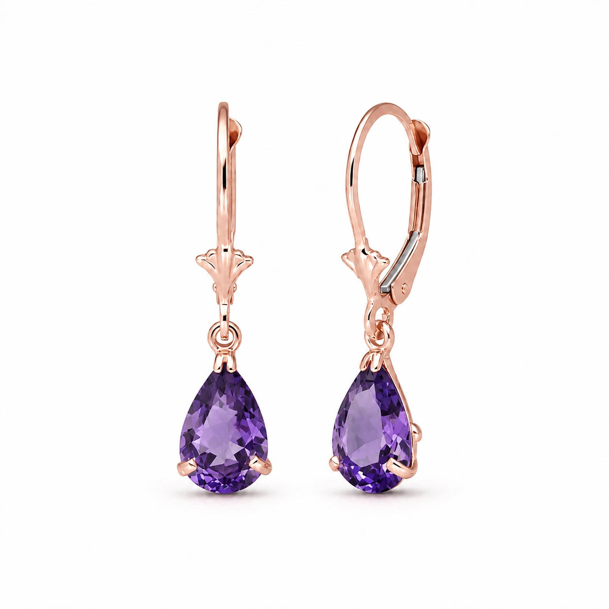 Rose Gold Bloom Earrings Amethyst 10K — Eugenia