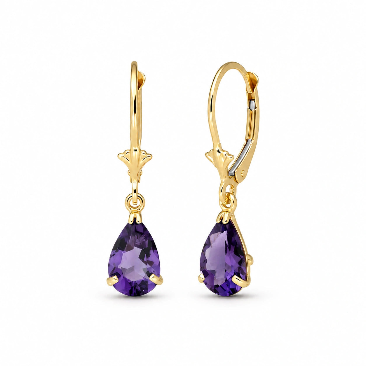 Yellow Gold Bloom Earrings Amethyst 10K — Eugenia
