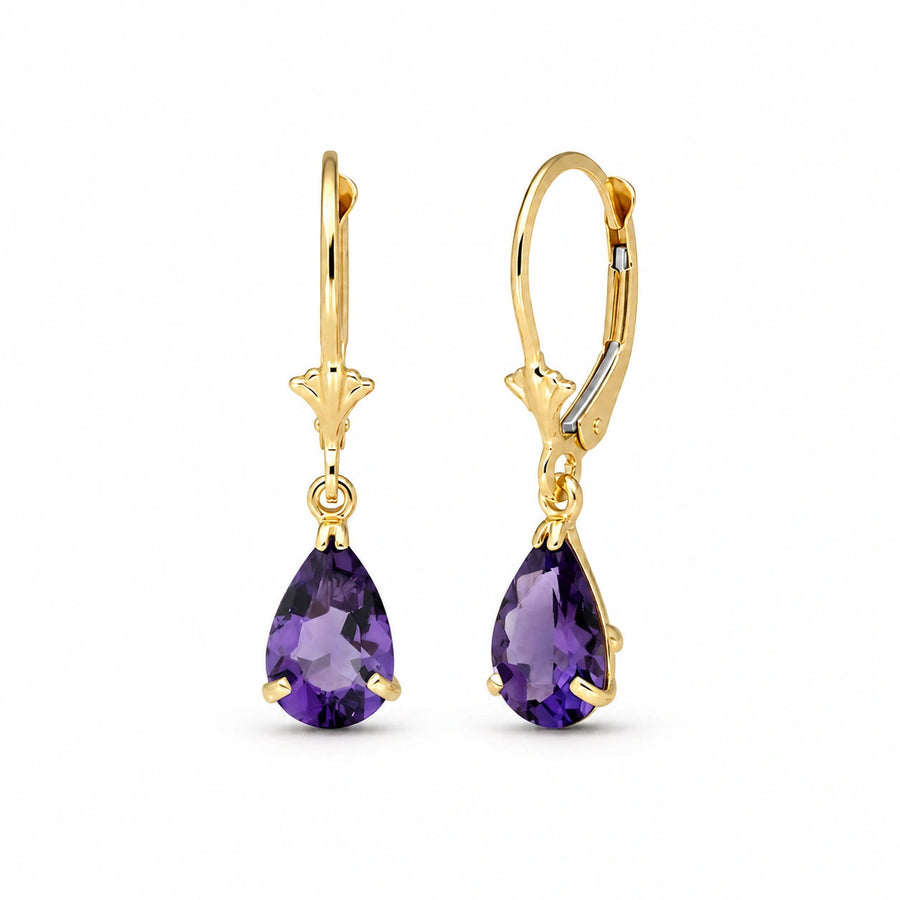 Yellow Gold Bloom Earrings Amethyst 10K — Eugenia