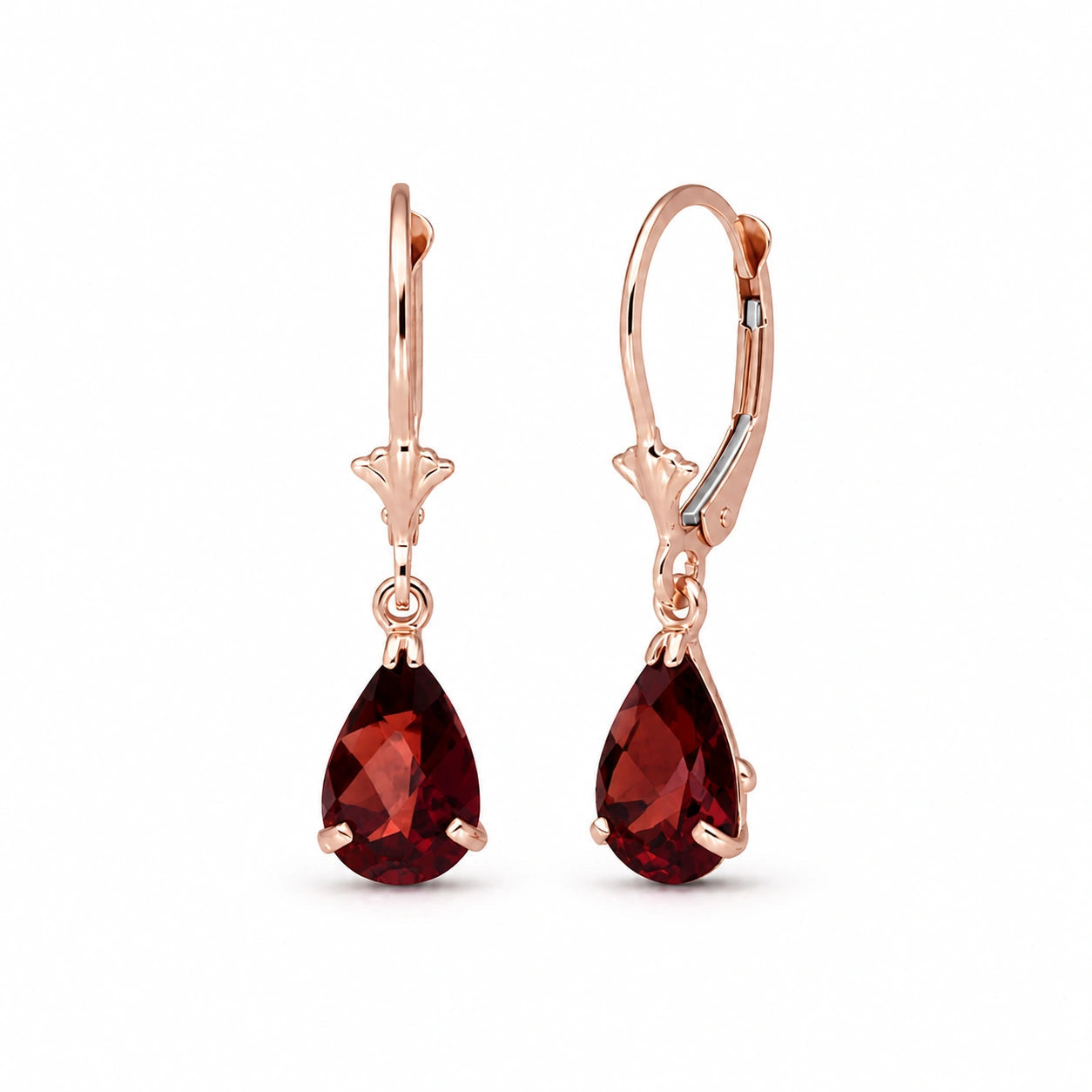 Rose Gold Bloom Earrings Garnet 10K — Eugenia