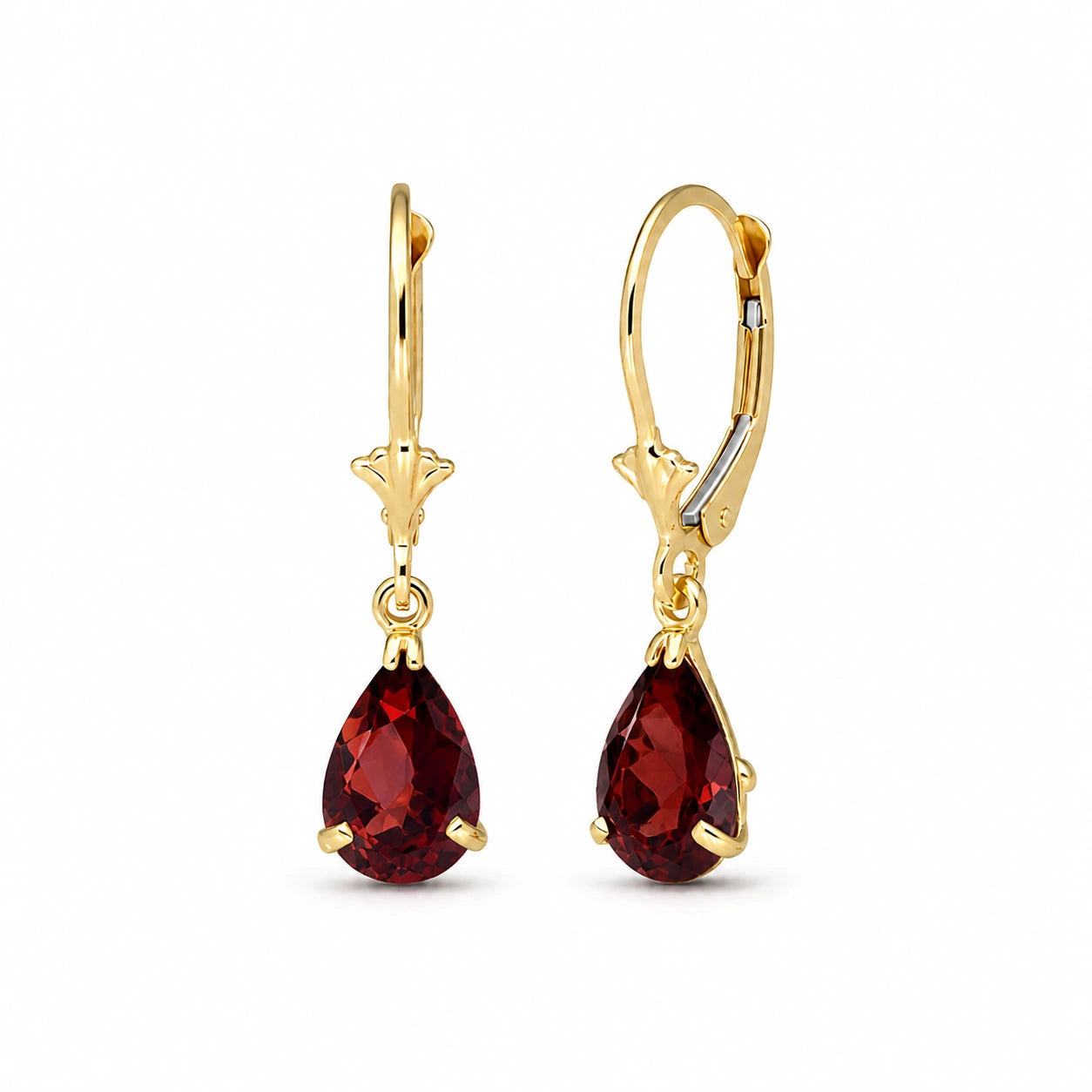 Yellow Gold Bloom Earrings Garnet 10K — Eugenia