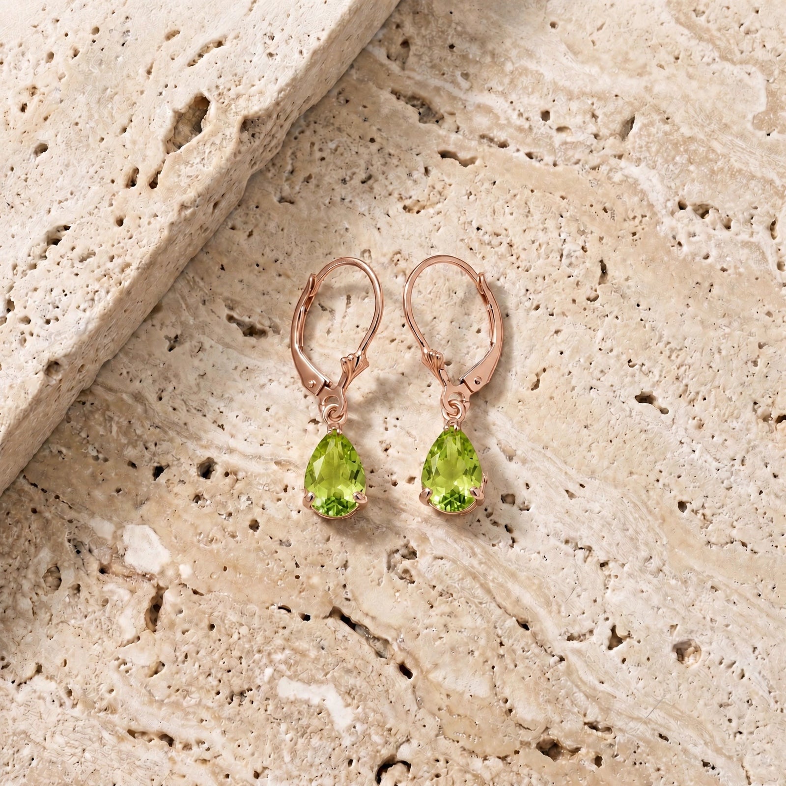 Rose Gold Bloom Earrings Peridot 10K — Eugenia