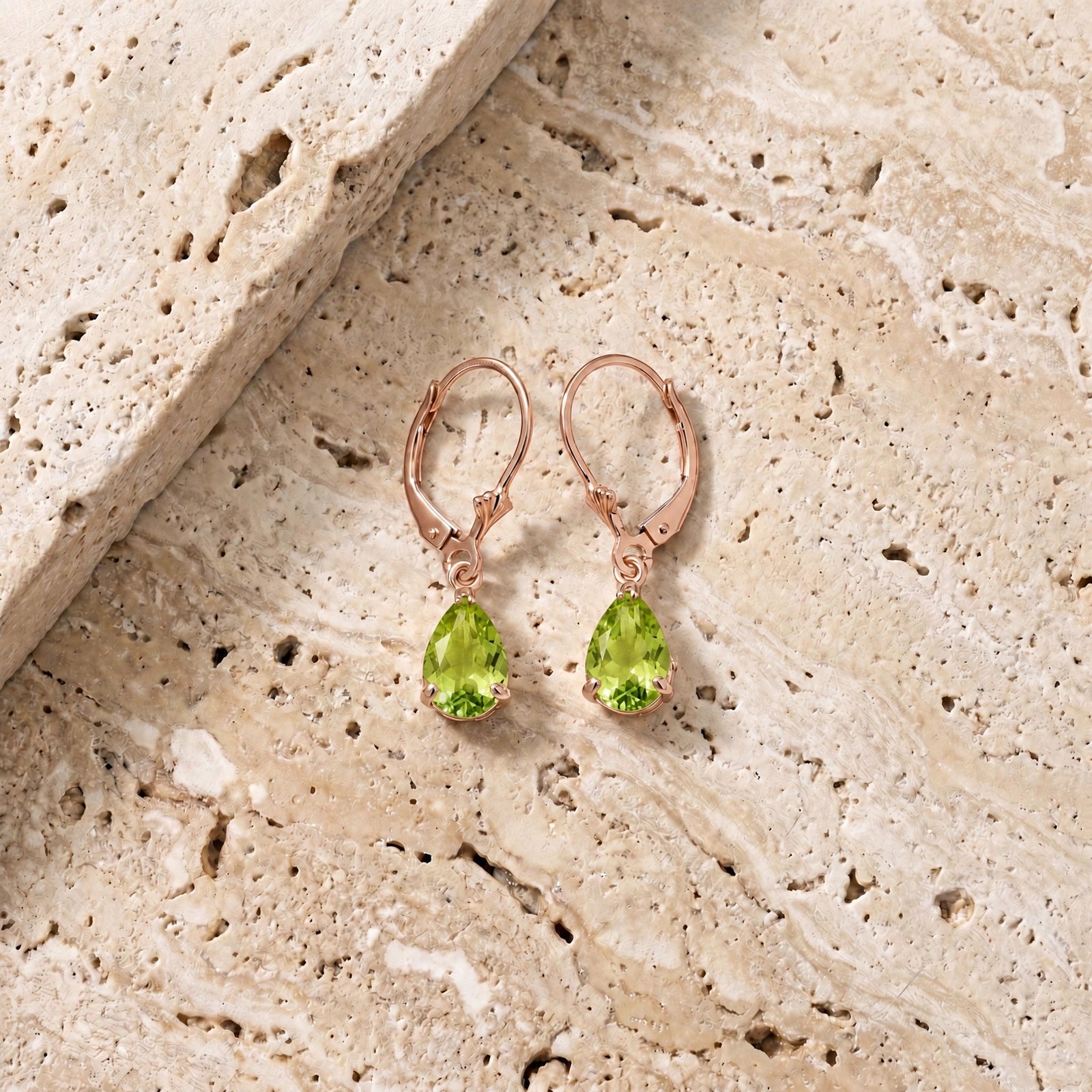 Rose Gold Bloom Earrings Peridot 10K — Eugenia