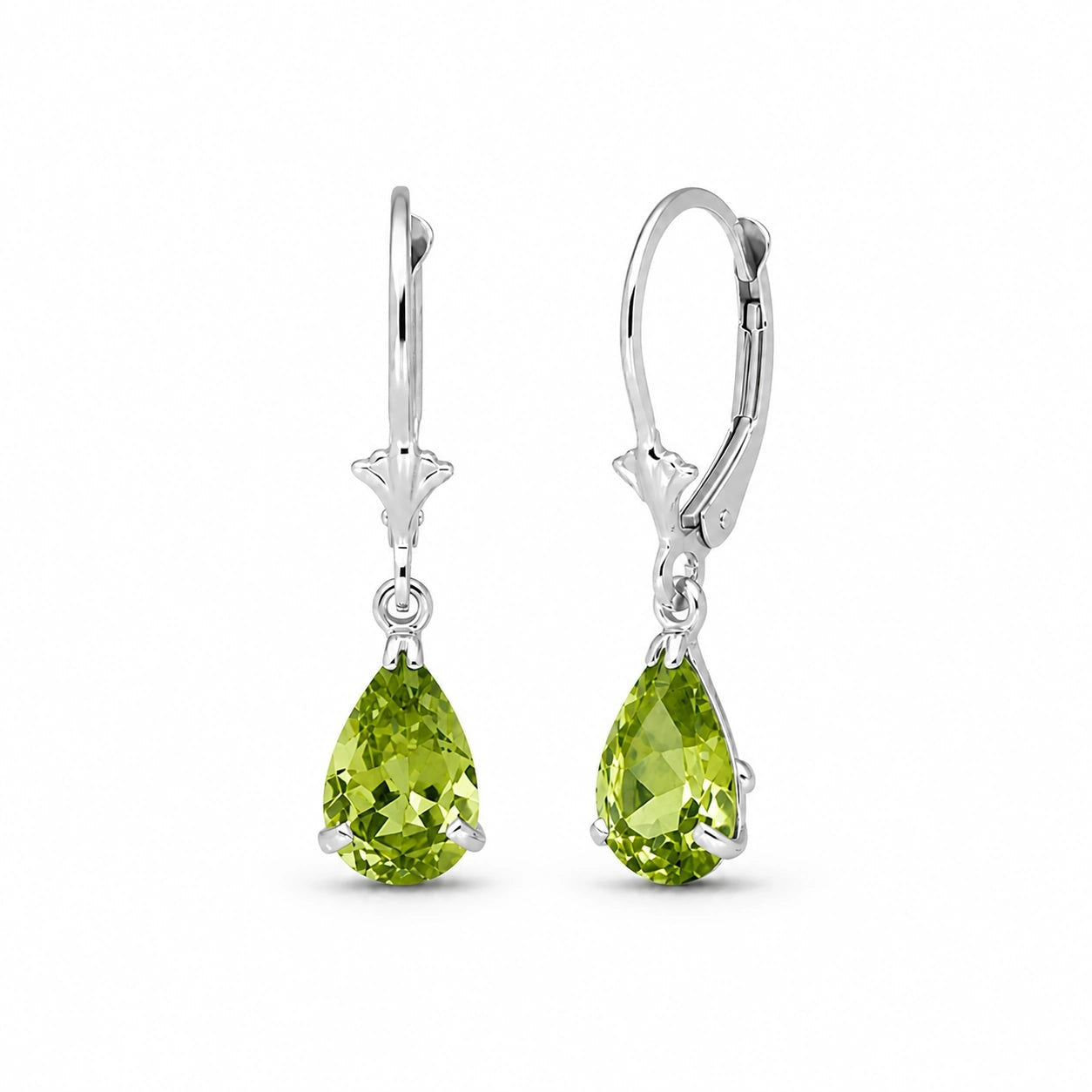 White Gold Bloom Earrings Peridot 10K — Eugenia