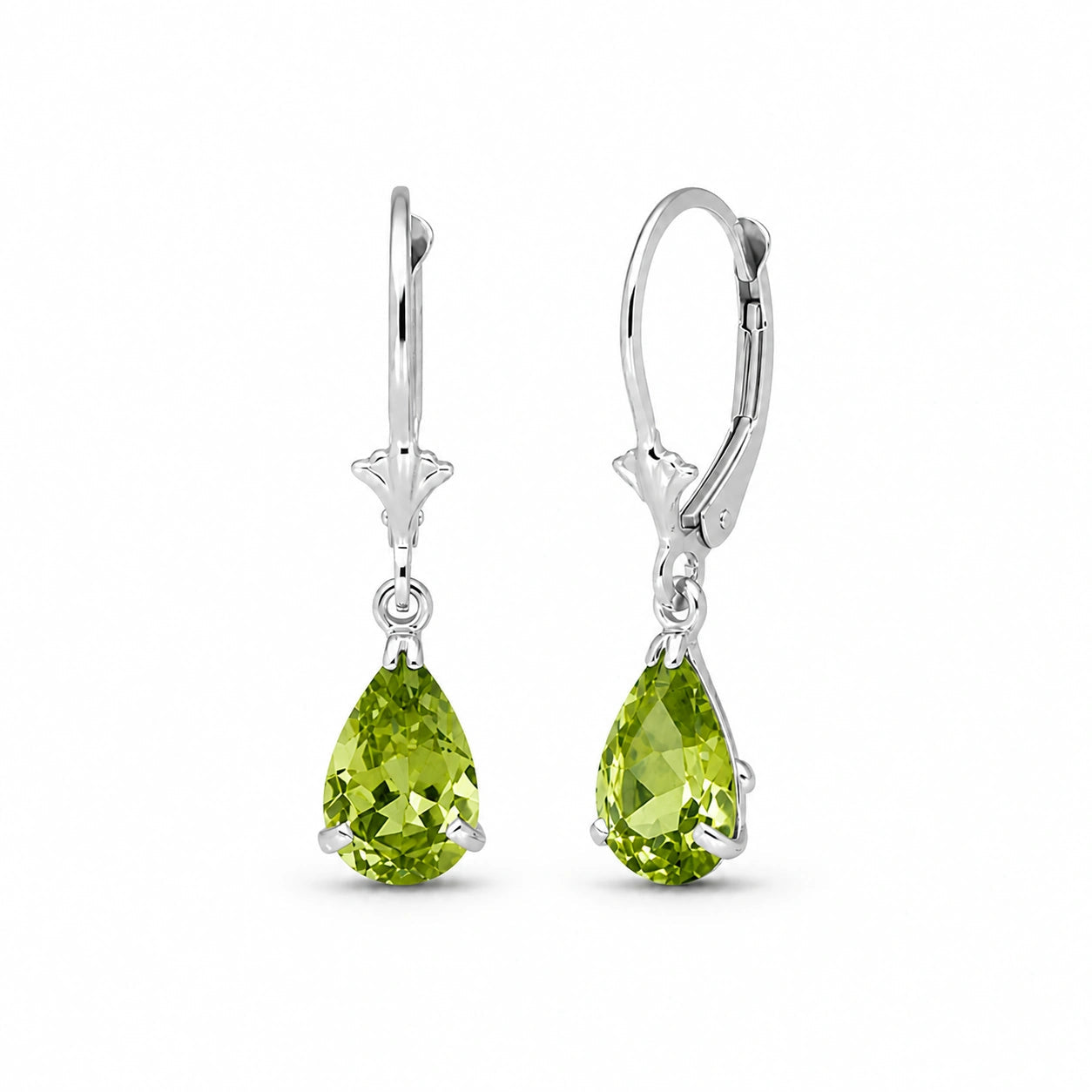 White Gold Bloom Earrings Peridot 10K — Eugenia