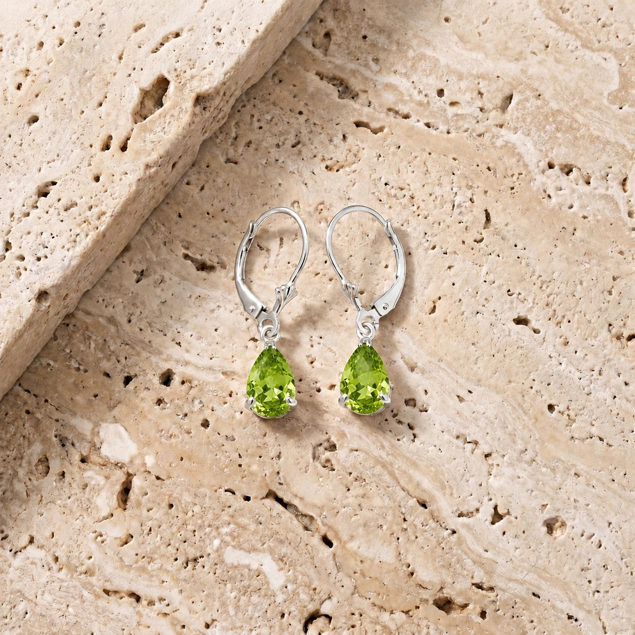 White Gold Bloom Earrings Peridot 10K — Eugenia
