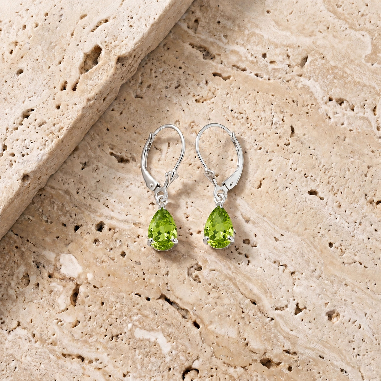 White Gold Bloom Earrings Peridot 10K — Eugenia