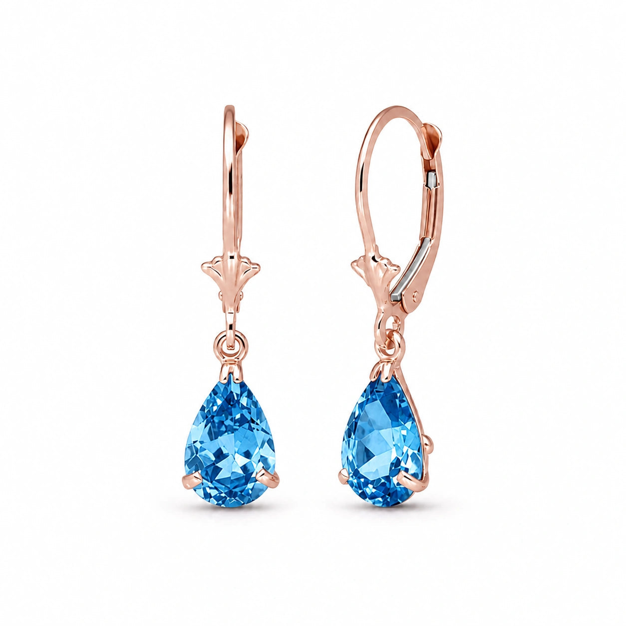 Rose Gold Bloom Earrings Blue Topaz 10K — Eugenia