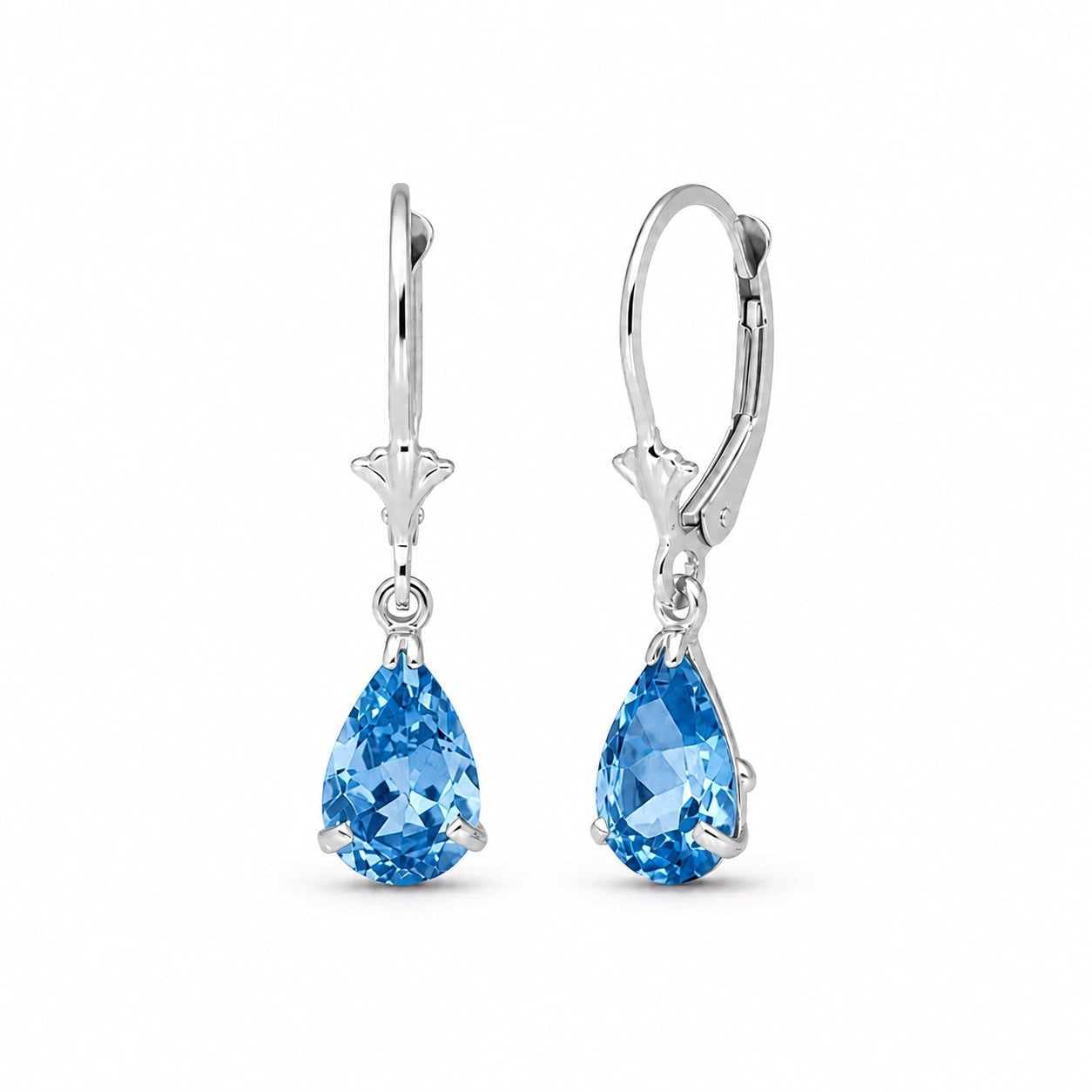 White Gold Bloom Earrings Blue Topaz 10K — Eugenia