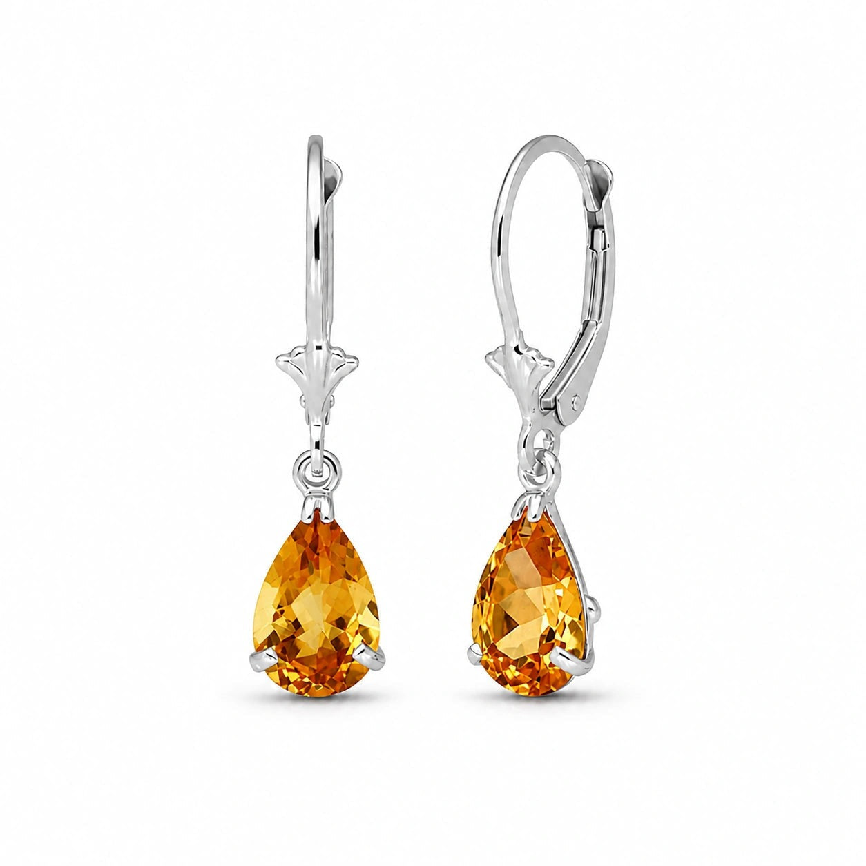 White Gold Bloom Earrings Citrine 10K — Eugenia