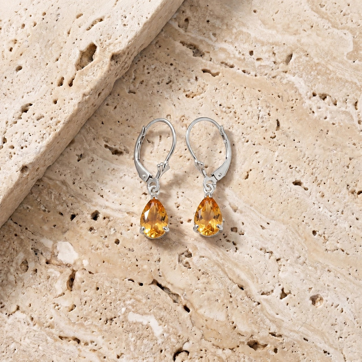 White Gold Bloom Earrings Citrine 10K — Eugenia