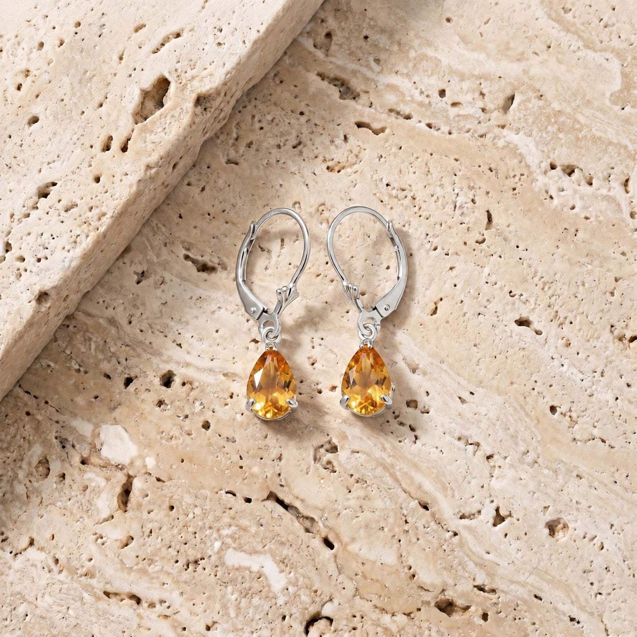 White Gold Bloom Earrings Citrine 10K — Eugenia