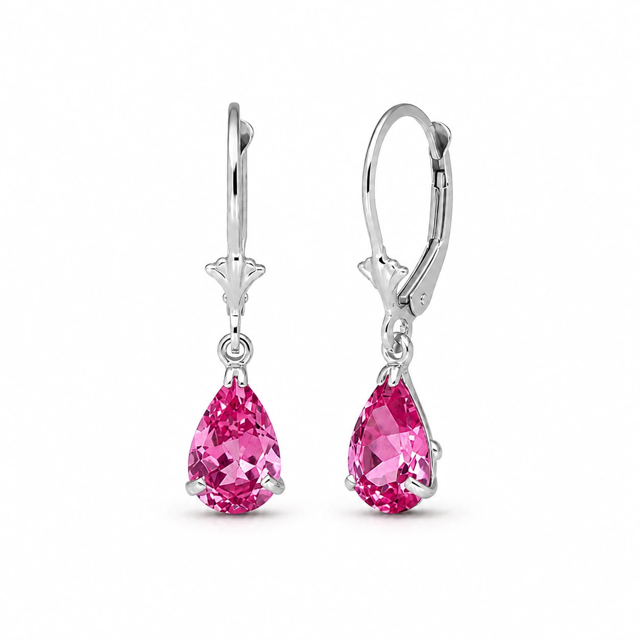 White Gold Bloom Earrings Pink Topaz 10K — Eugenia
