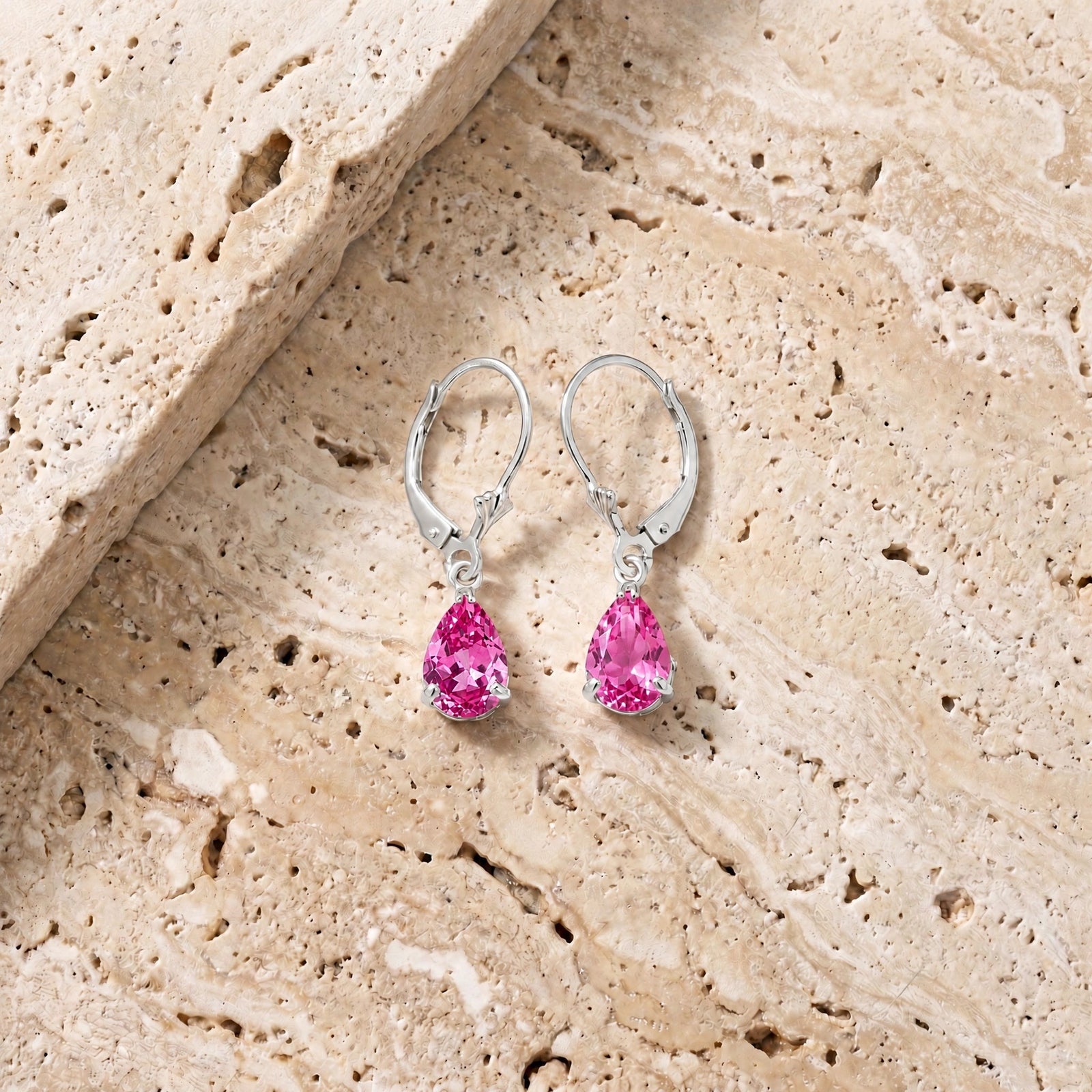 White Gold Bloom Earrings Pink Topaz 10K — Eugenia