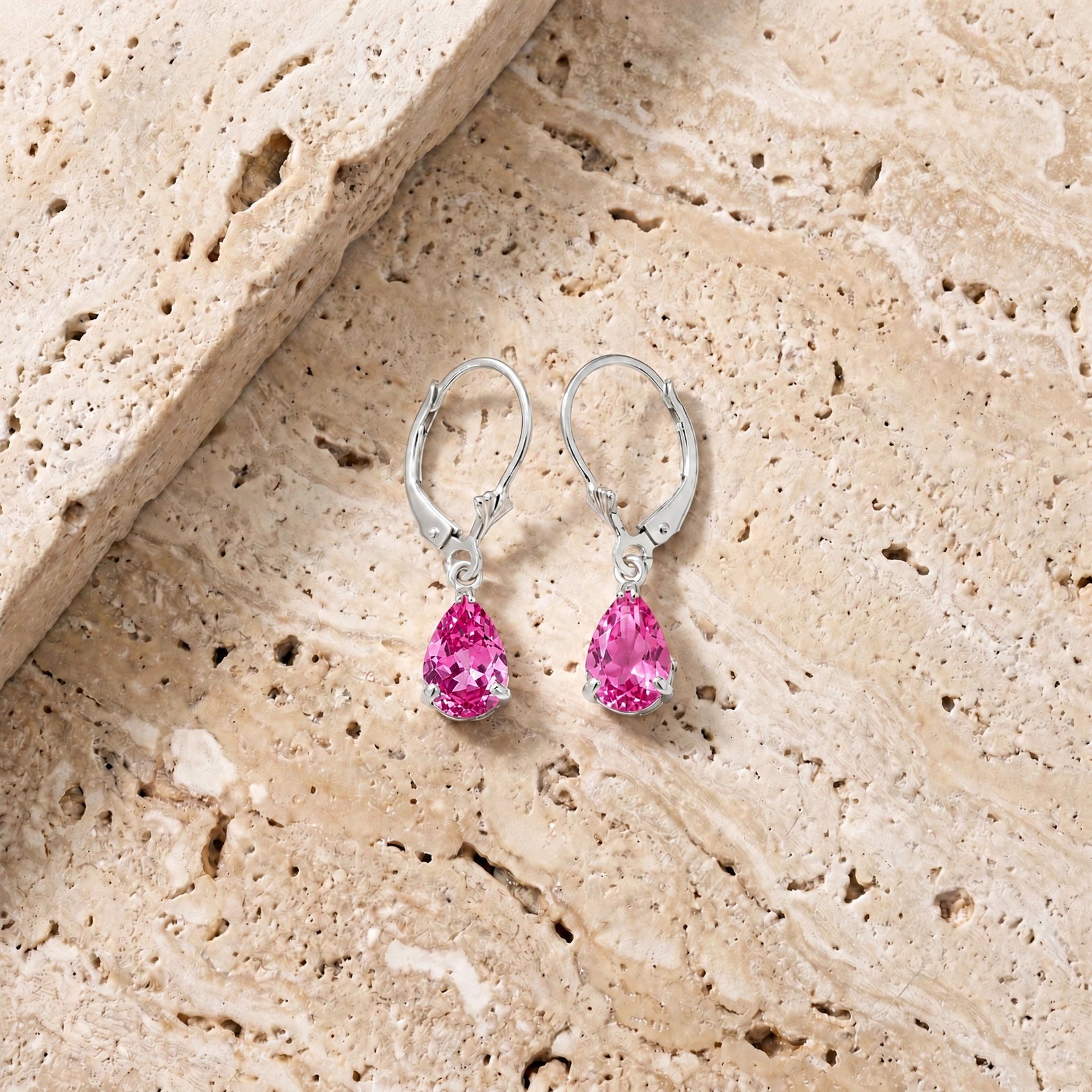 White Gold Bloom Earrings Pink Topaz 10K — Eugenia