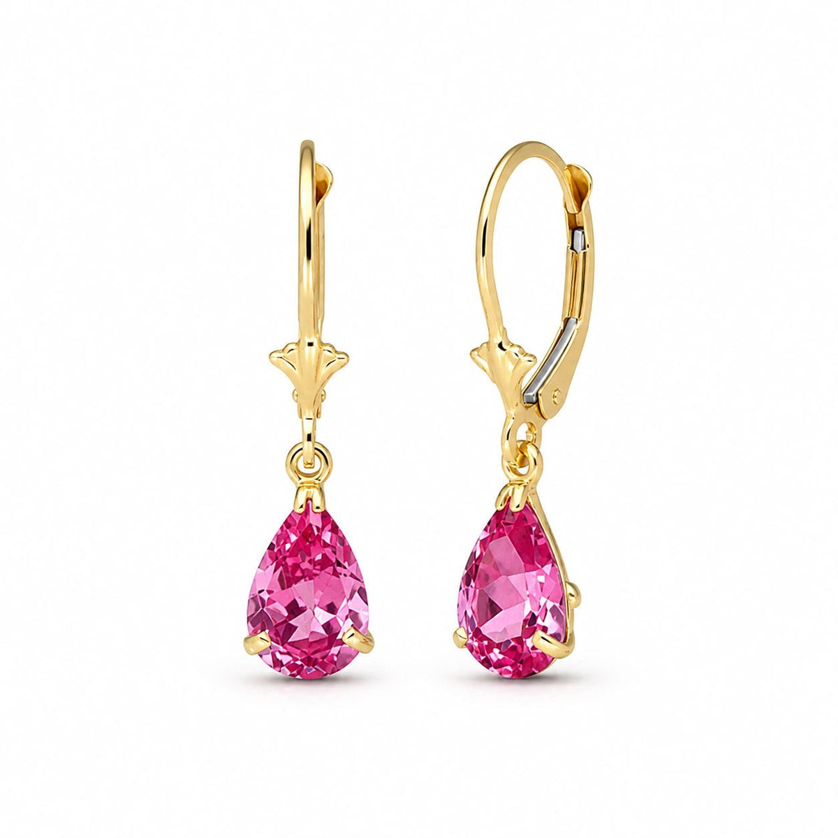 Yellow Gold Bloom Earrings Pink Topaz 10K — Eugenia