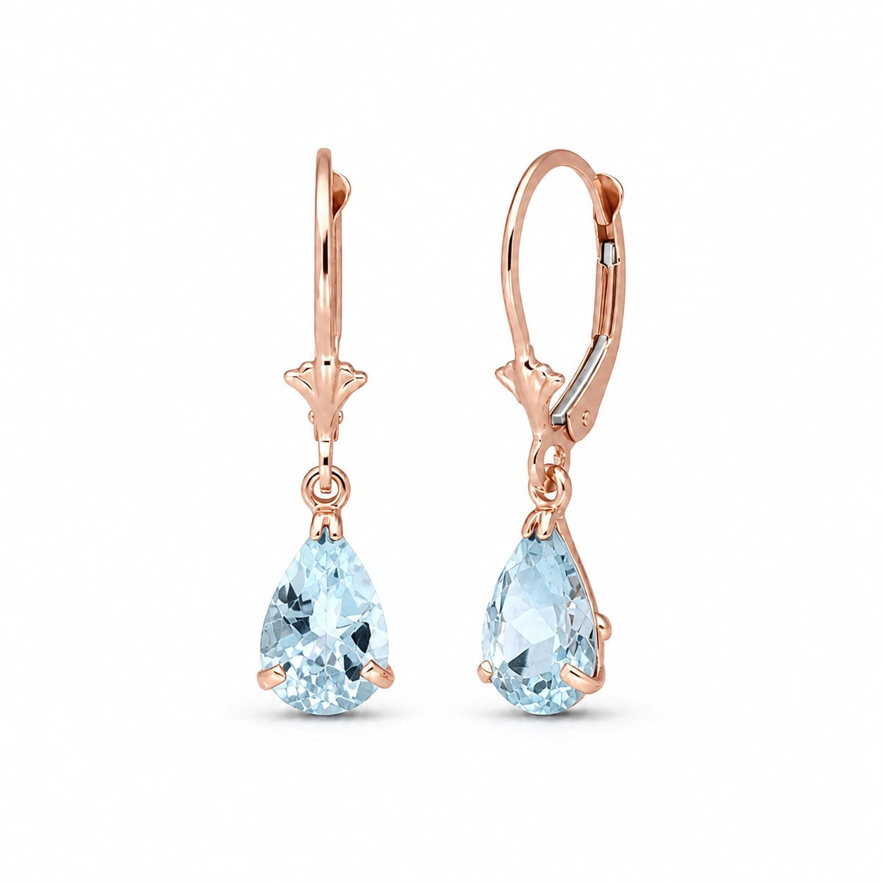 Rose Gold Bloom Earrings Aquamarine 10K — Eugenia