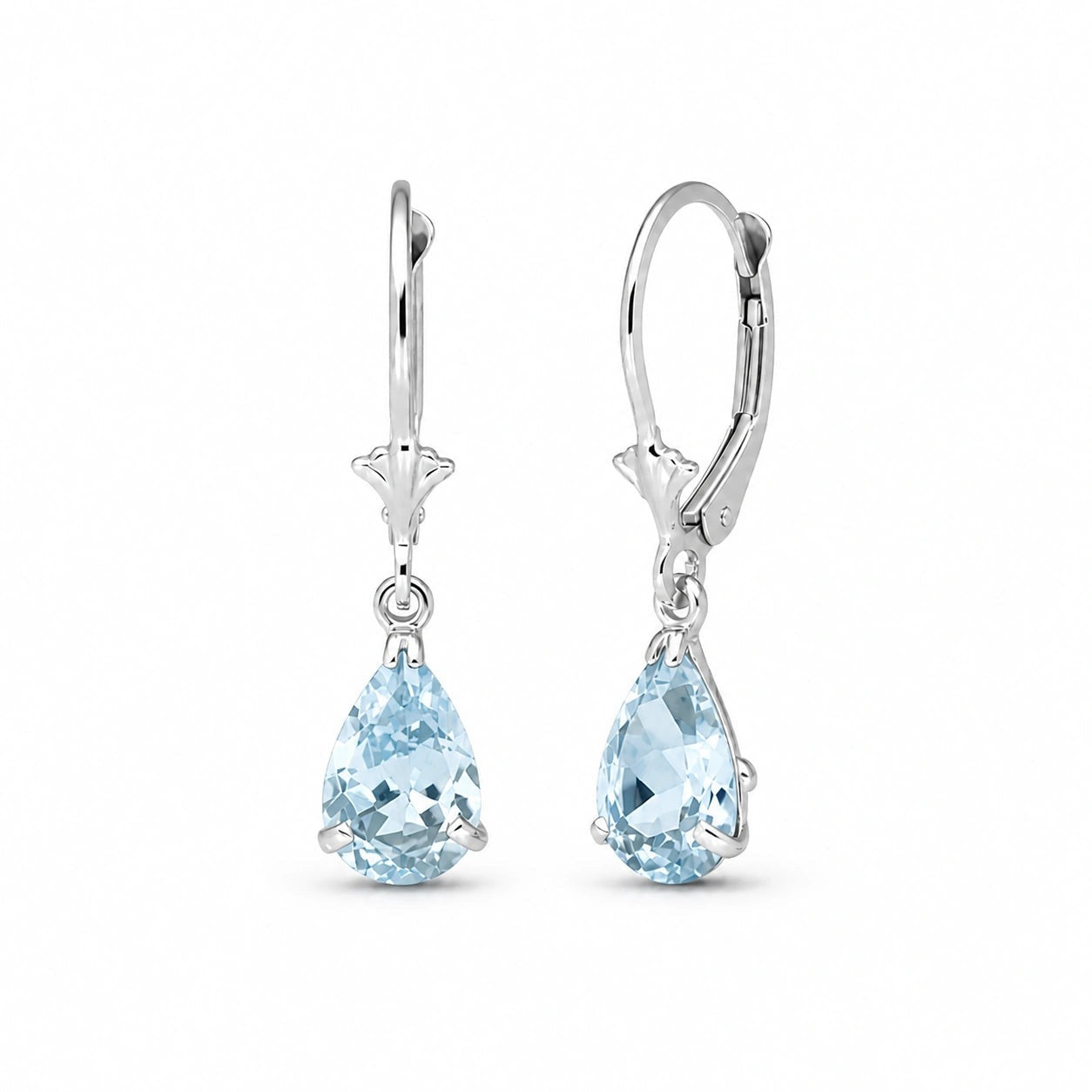 White Gold Bloom Earrings Aquamarine 10K — Eugenia