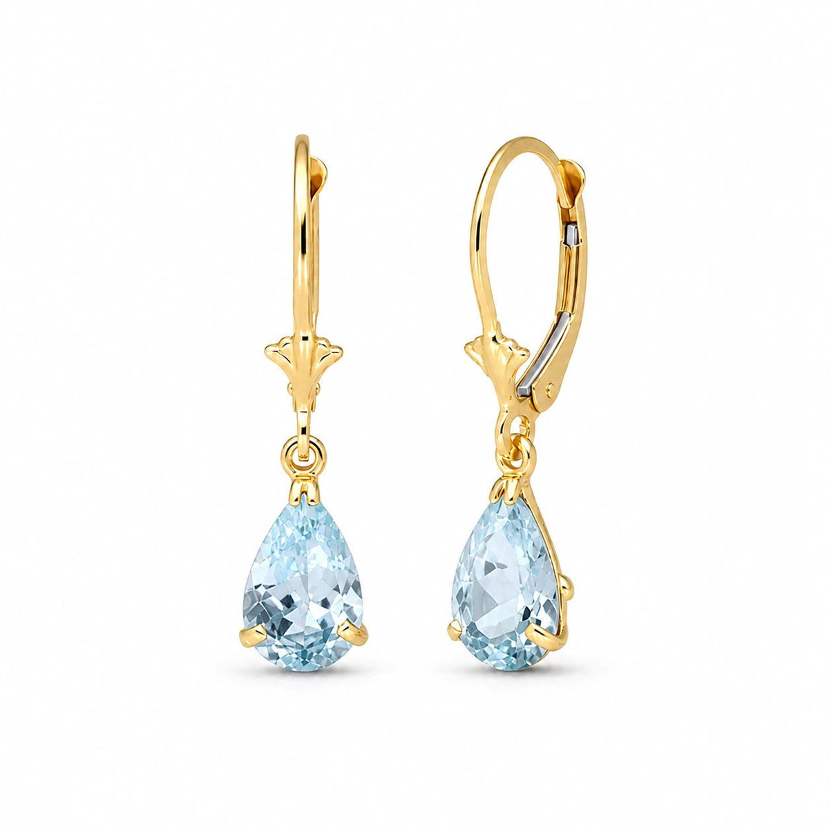 Yellow Gold Bloom Earrings Aquamarine 10K — Eugenia