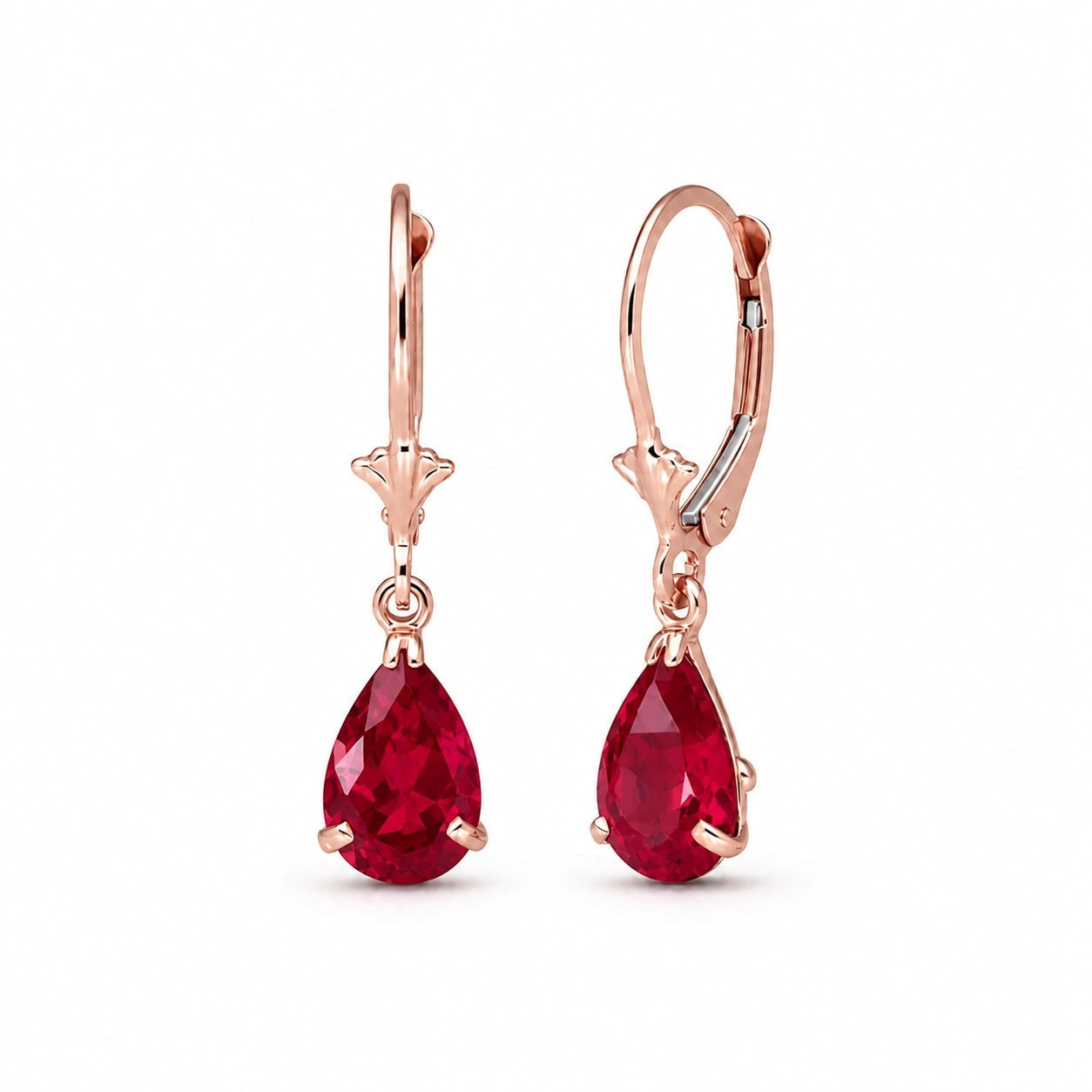 Rose Gold Bloom Earrings Ruby 10K — Eugenia