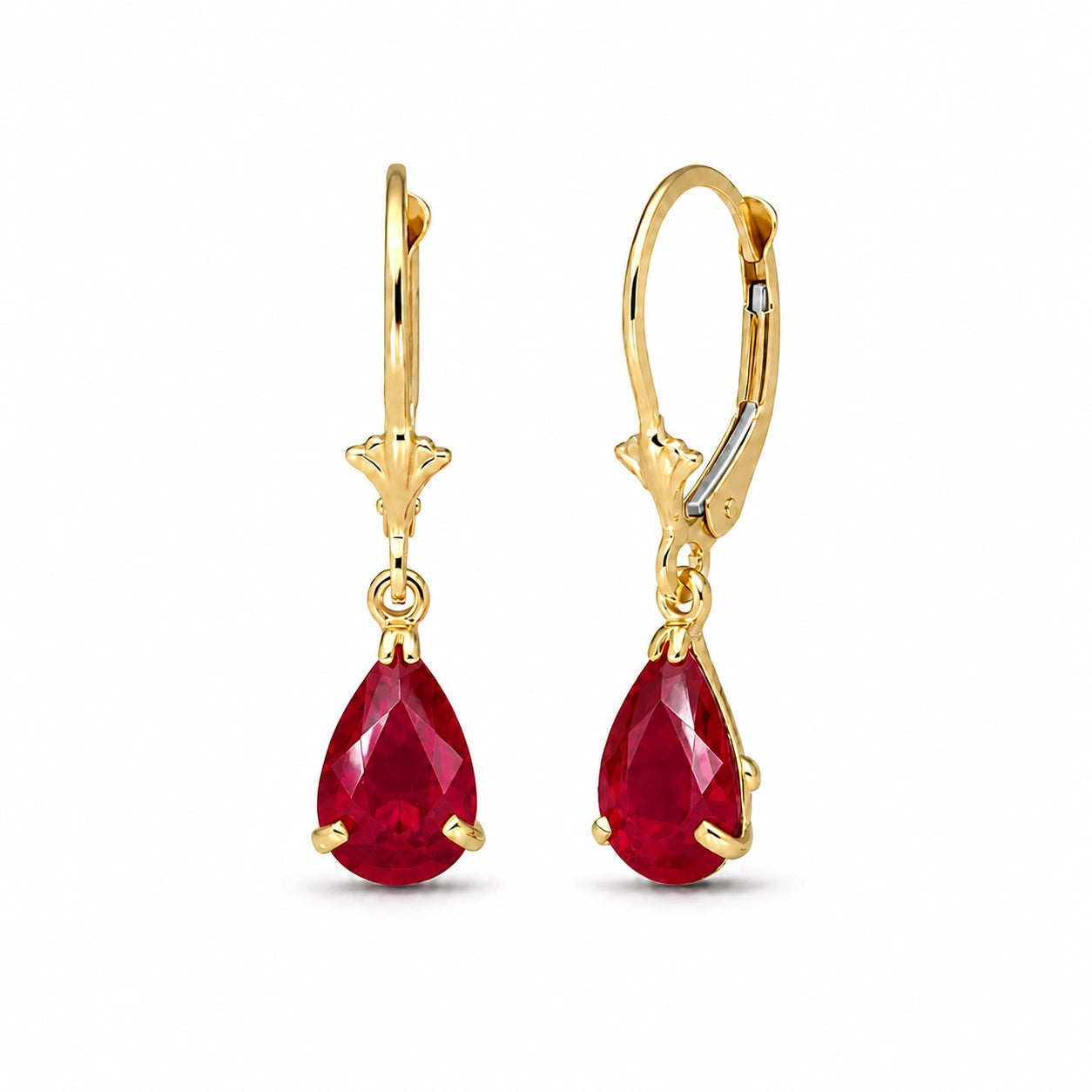 Yellow Gold Bloom Earrings Ruby 10K — Eugenia