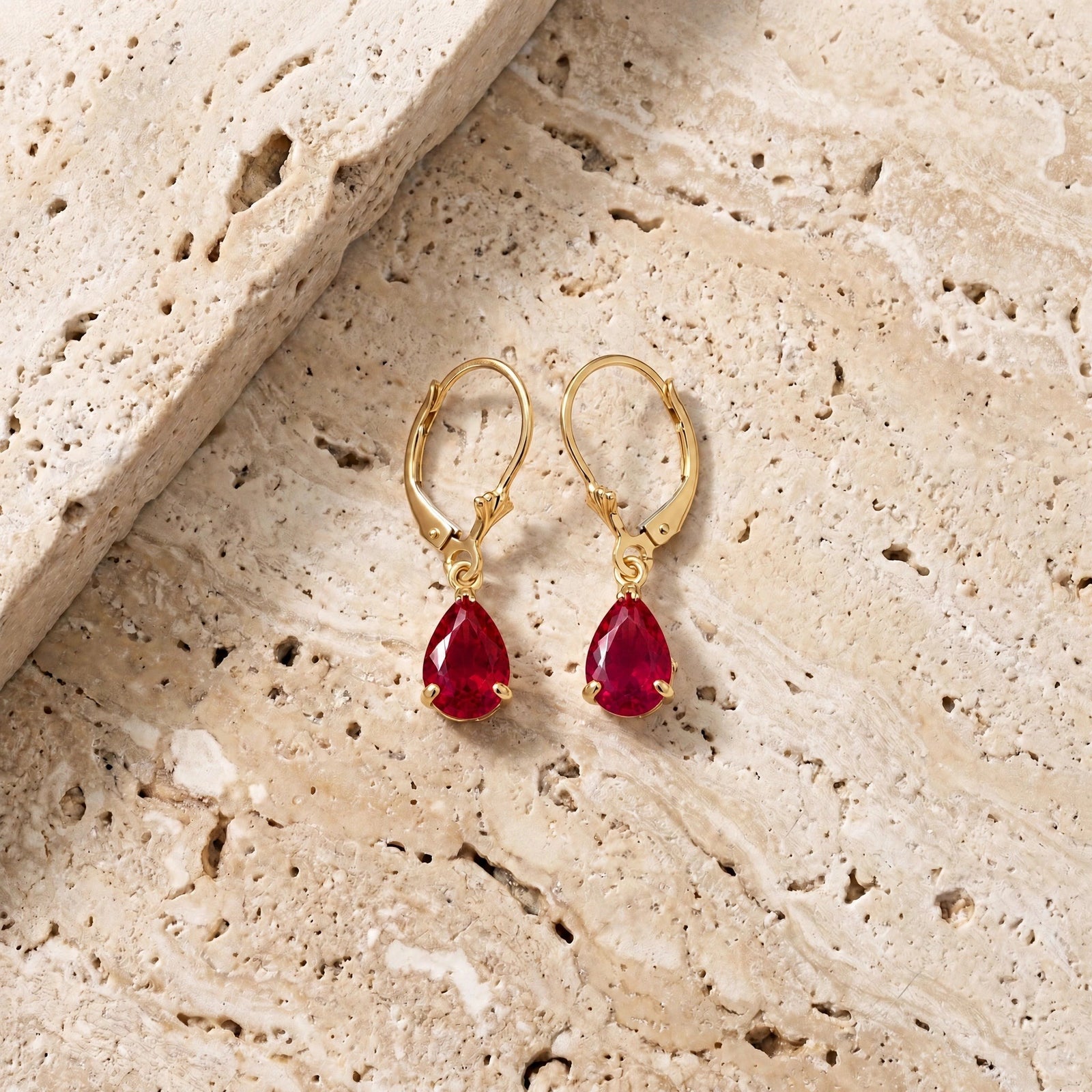 Yellow Gold Bloom Earrings Ruby 10K — Eugenia