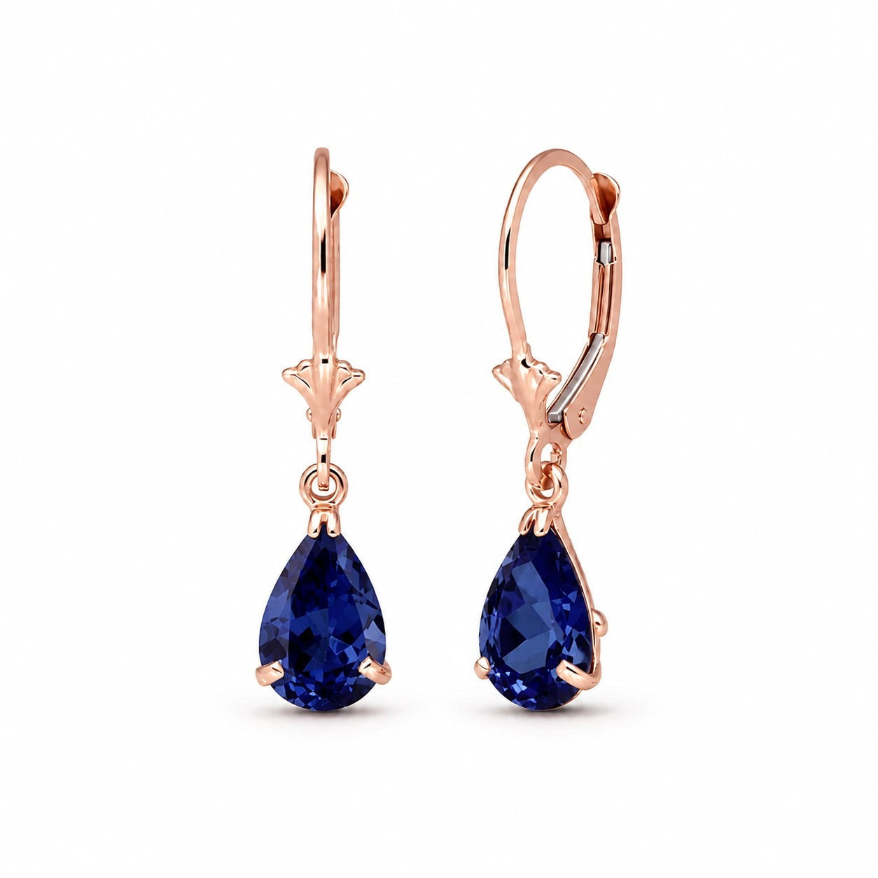 Rose Gold Bloom Earrings Sapphire 10K — Eugenia
