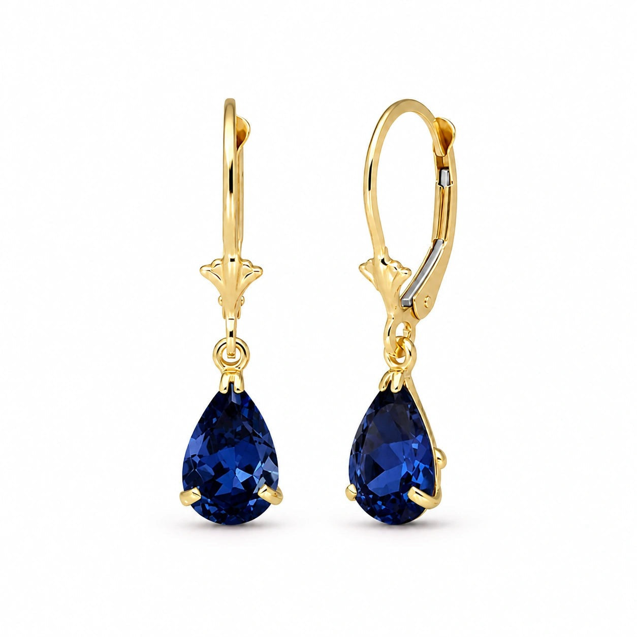 Yellow Gold Bloom Earrings Sapphire 10K — Eugenia