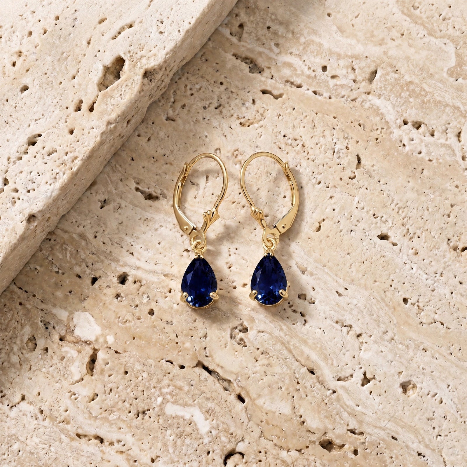 Yellow Gold Bloom Earrings Sapphire 10K — Eugenia