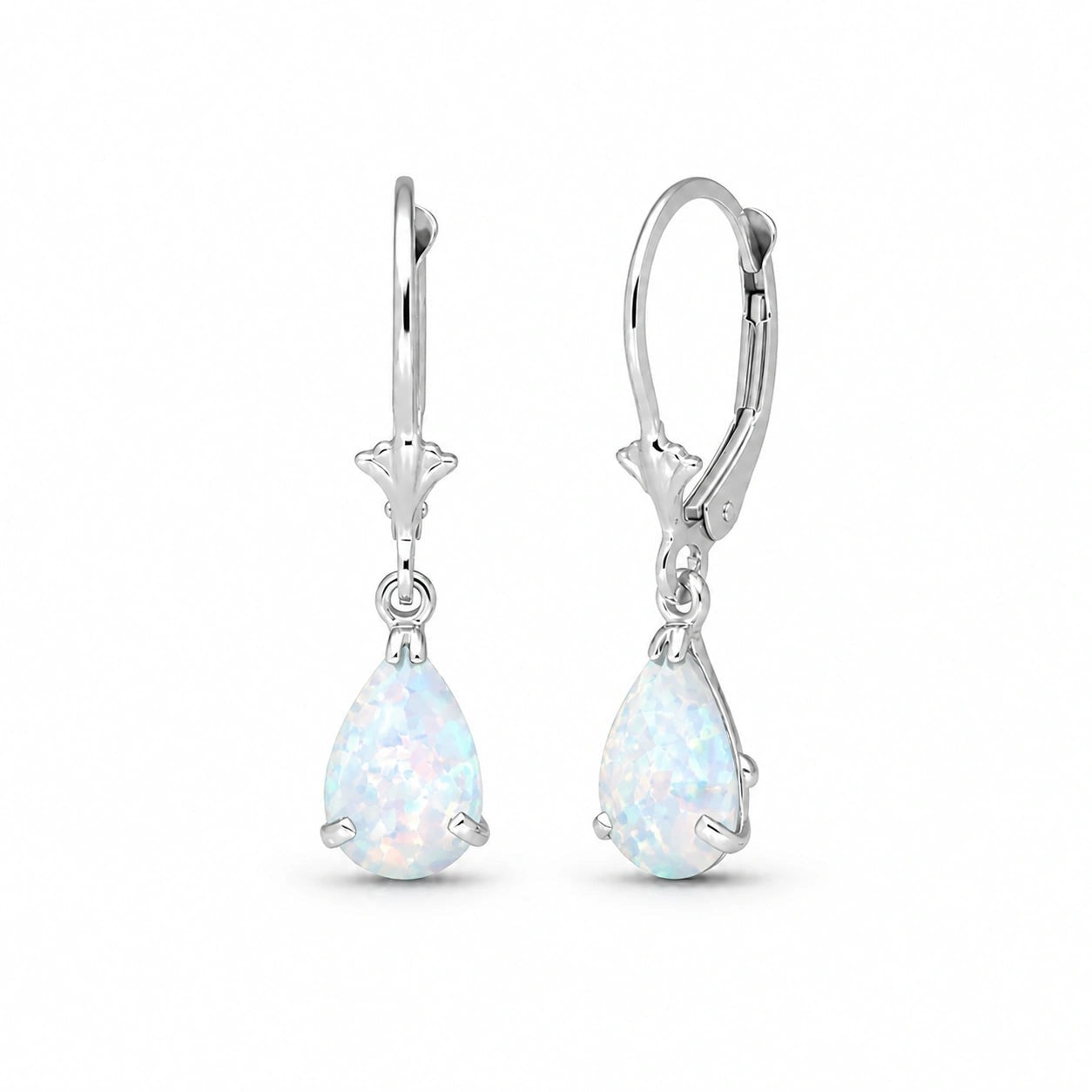 White Gold Bloom Earrings Opal 10K — Eugenia
