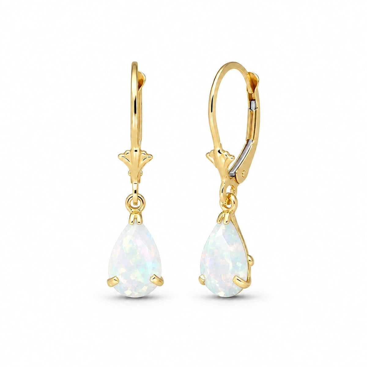 Yellow Gold Bloom Earrings Opal 10K — Eugenia