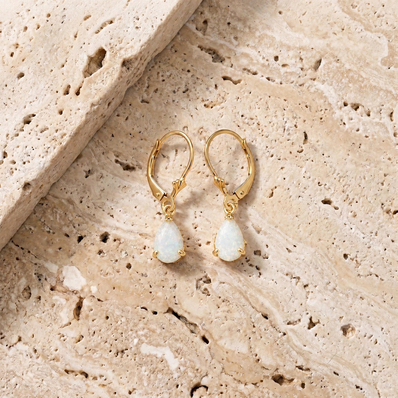 Yellow Gold Bloom Earrings Opal 10K — Eugenia