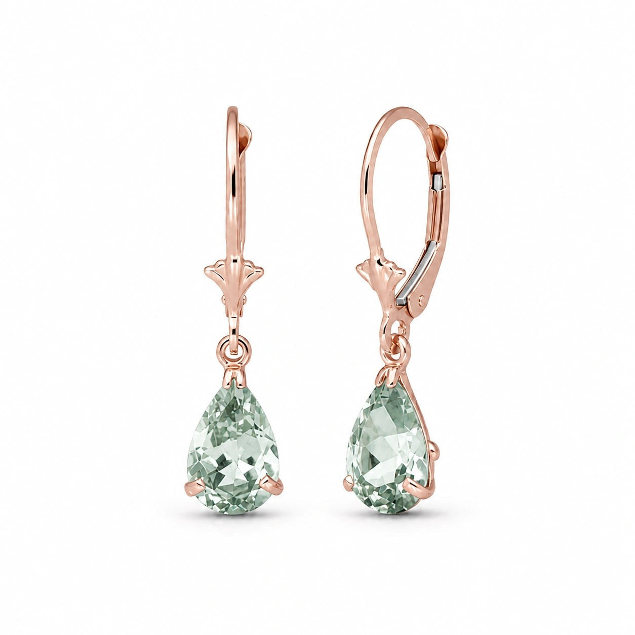 Rose Gold Bloom Earrings Green Amethyst 10K — Eugenia