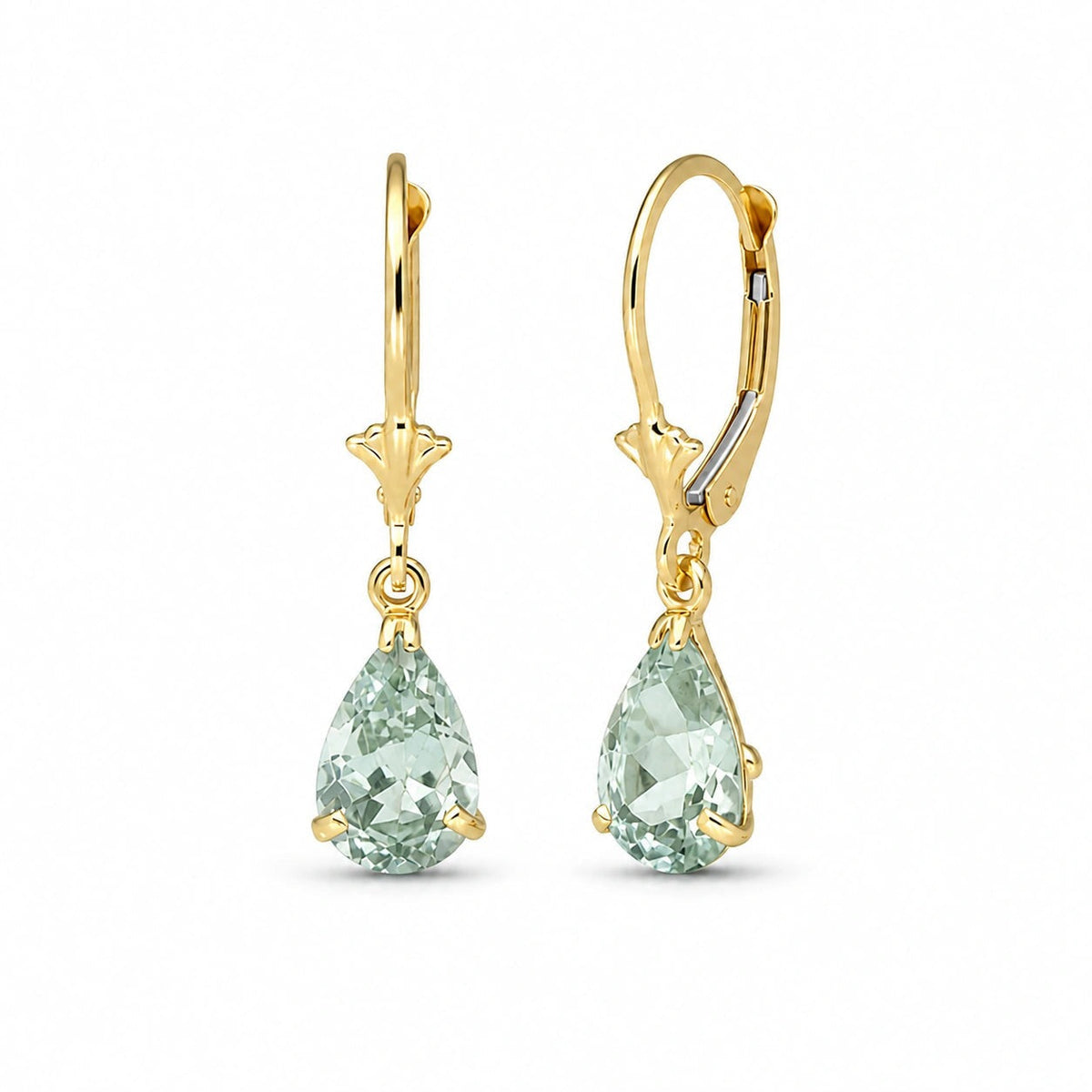 Yellow Gold Bloom Earrings Green Amethyst 10K — Eugenia